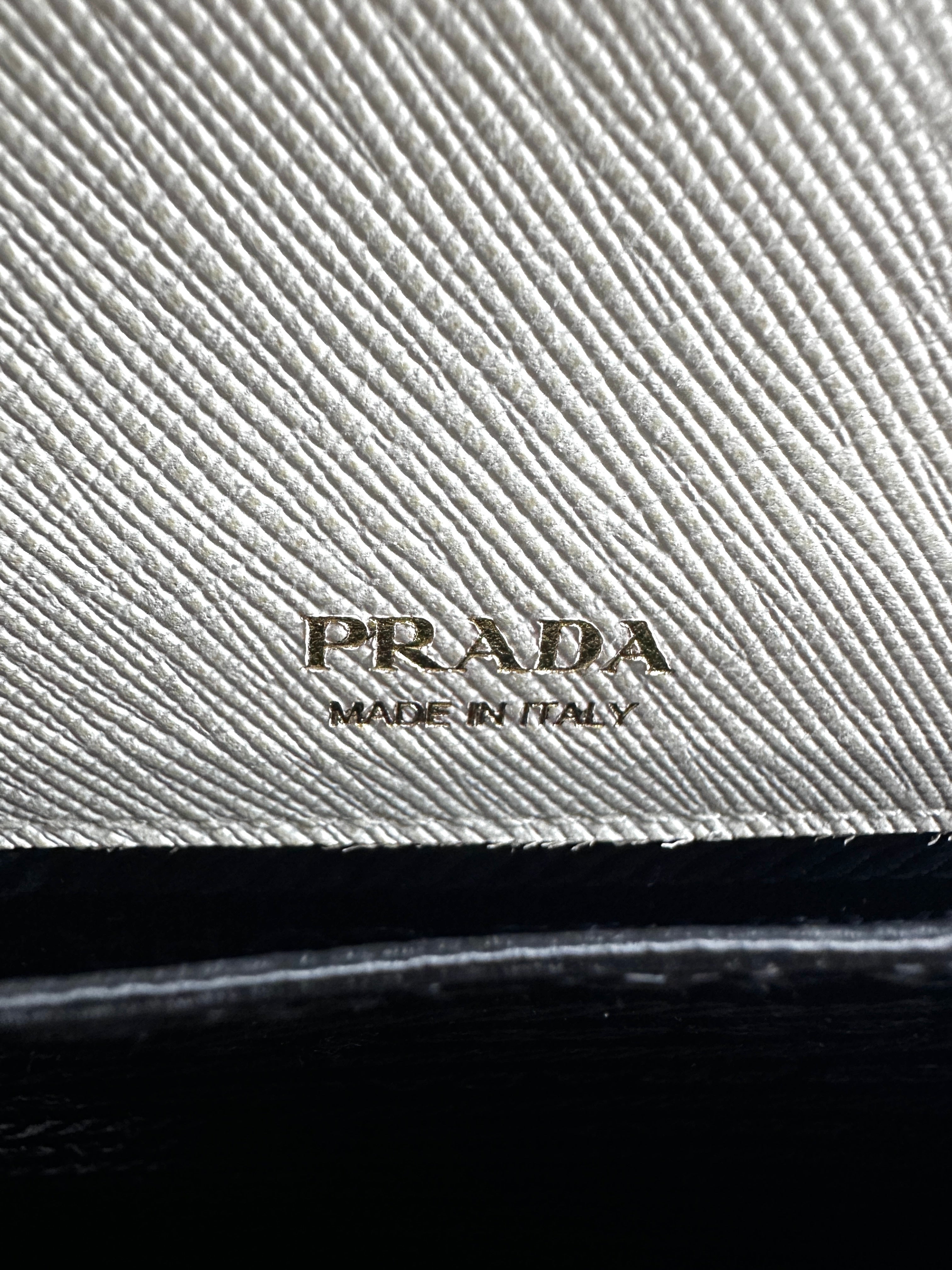 Prada Saffiano White Leather Heart Lock Wallet On Chain IRIS044