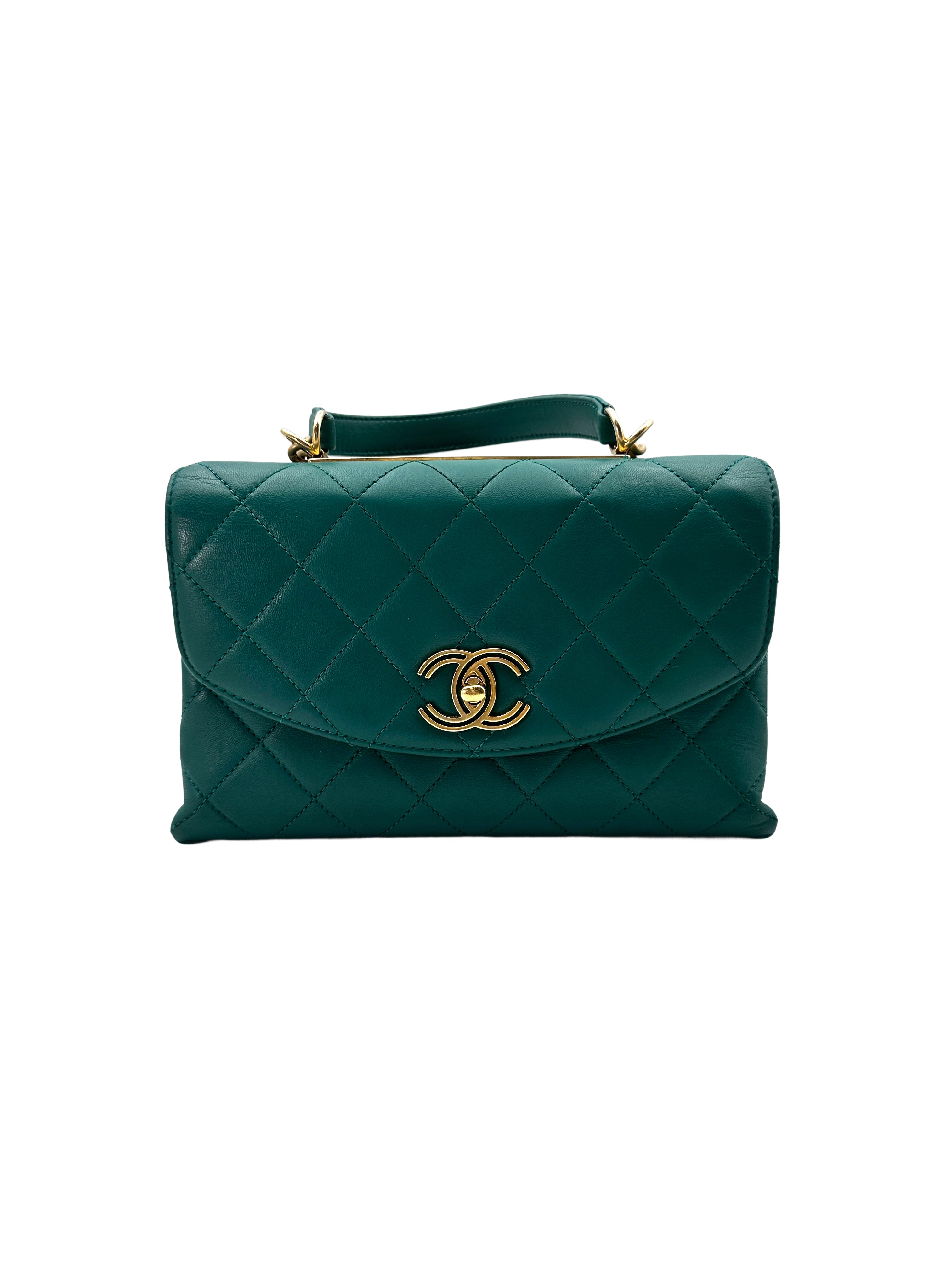 Chanel CoCo Handle Blue Quilted Leather Handle Bag With Gold Hardware(28***63) IRIS045