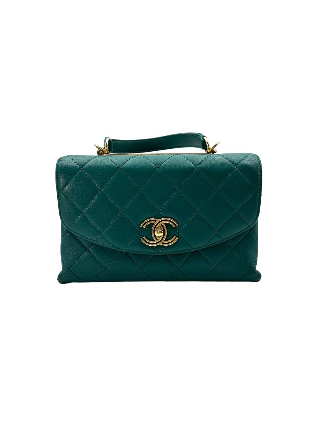 Chanel CoCo Handle Blue Quilted Leather Handle Bag With Gold Hardware(28***63) IRIS045