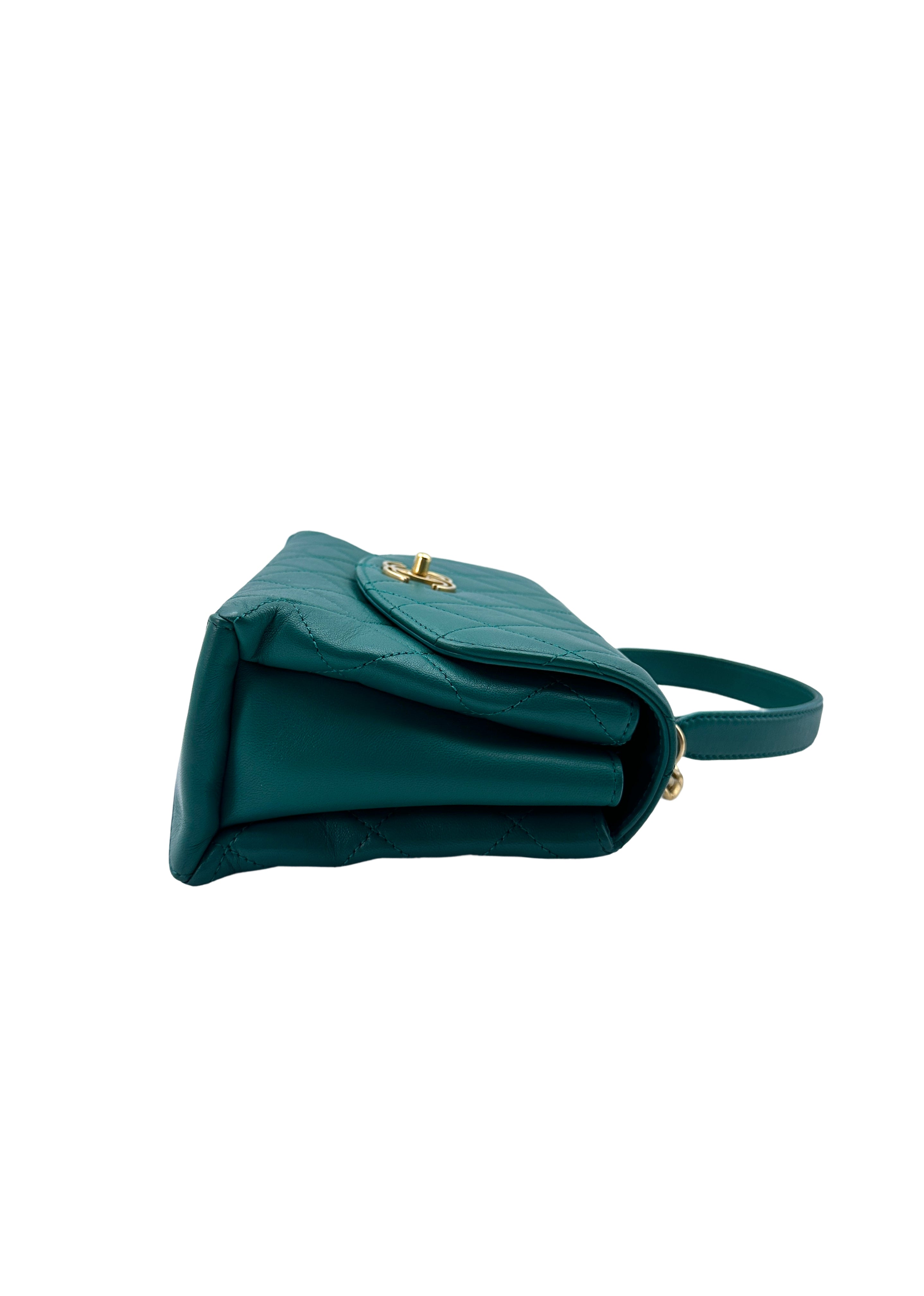 Chanel CoCo Handle Blue Quilted Leather Handle Bag With Gold Hardware(28***63) IRIS045