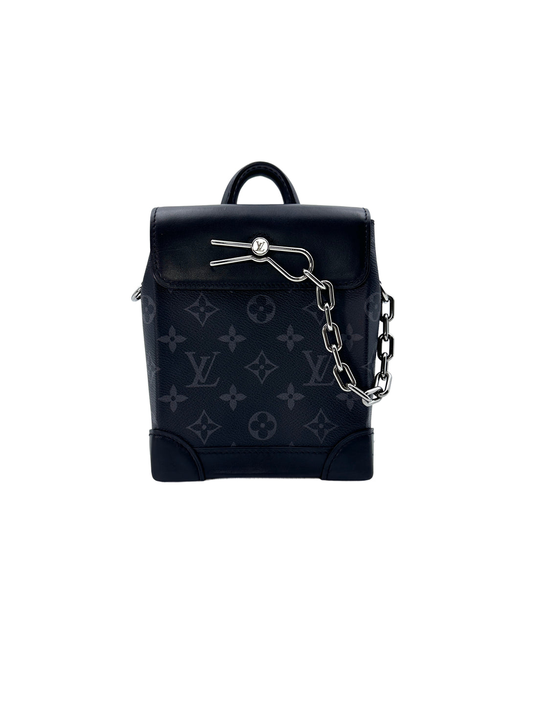 Louis Vuitton Nano Steamer Black Monogram Eclipse Canvas Handle Bag LV2019
