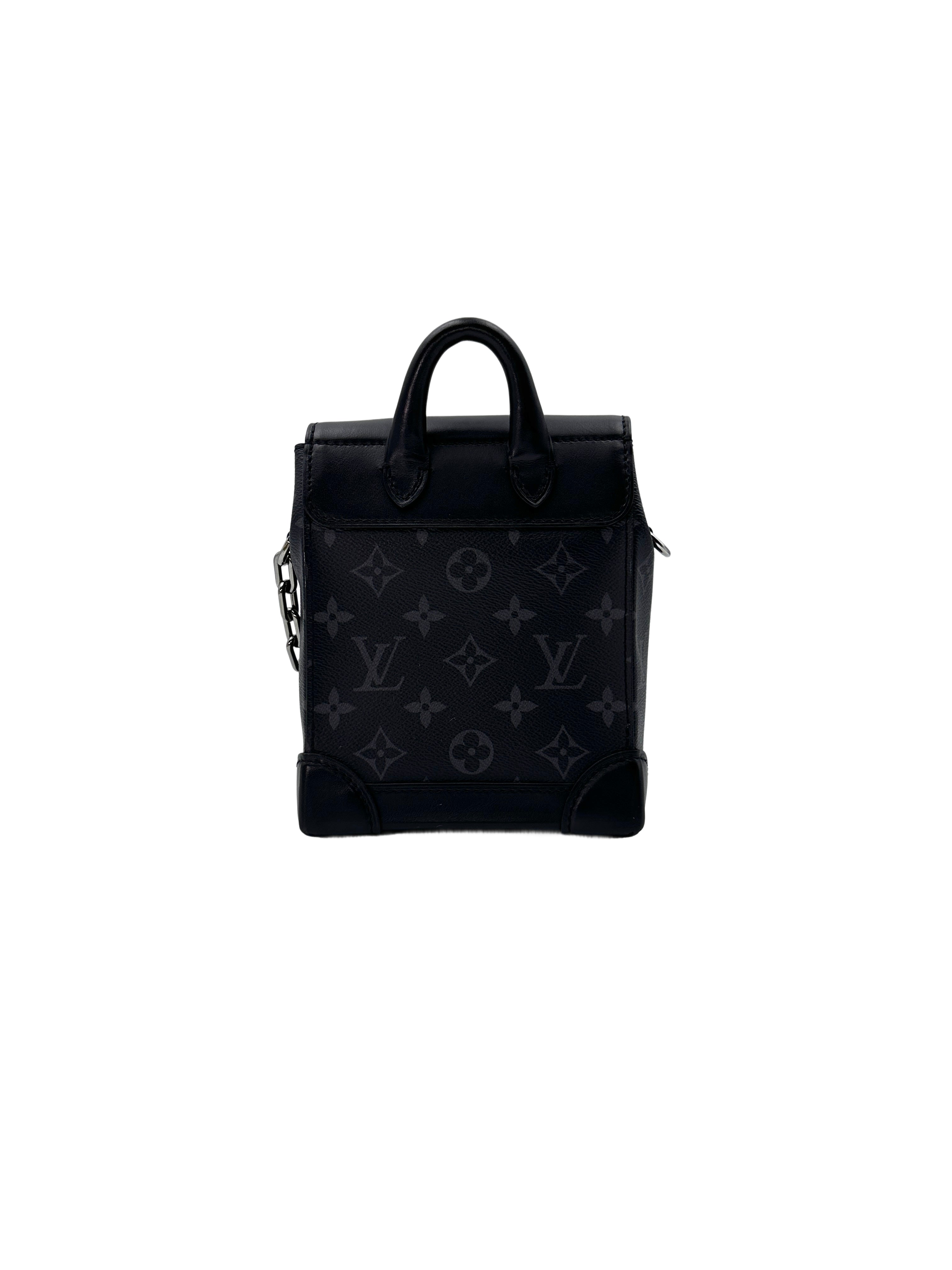 Louis Vuitton Nano Steamer Black Monogram Eclipse Canvas Handle Bag LV2019