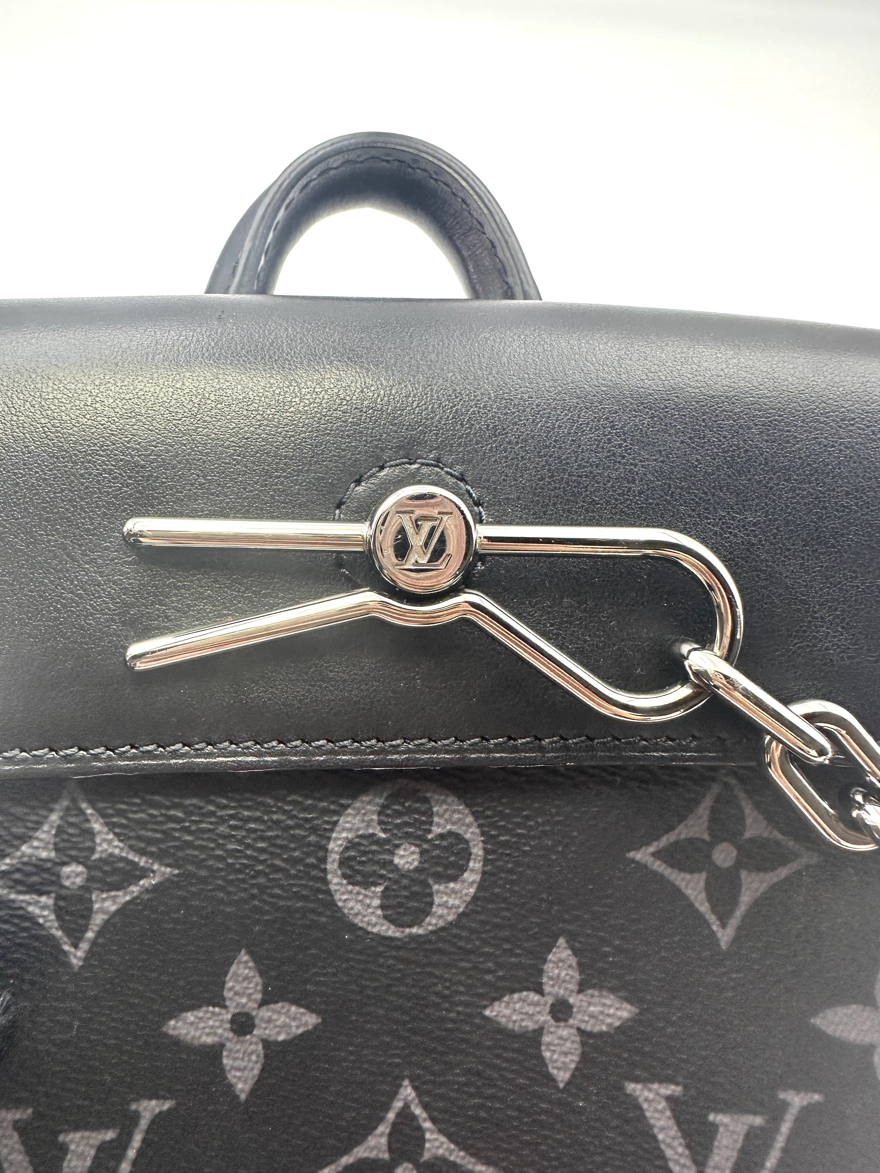 Louis Vuitton Nano Steamer Black Monogram Eclipse Canvas Handle Bag LV2019