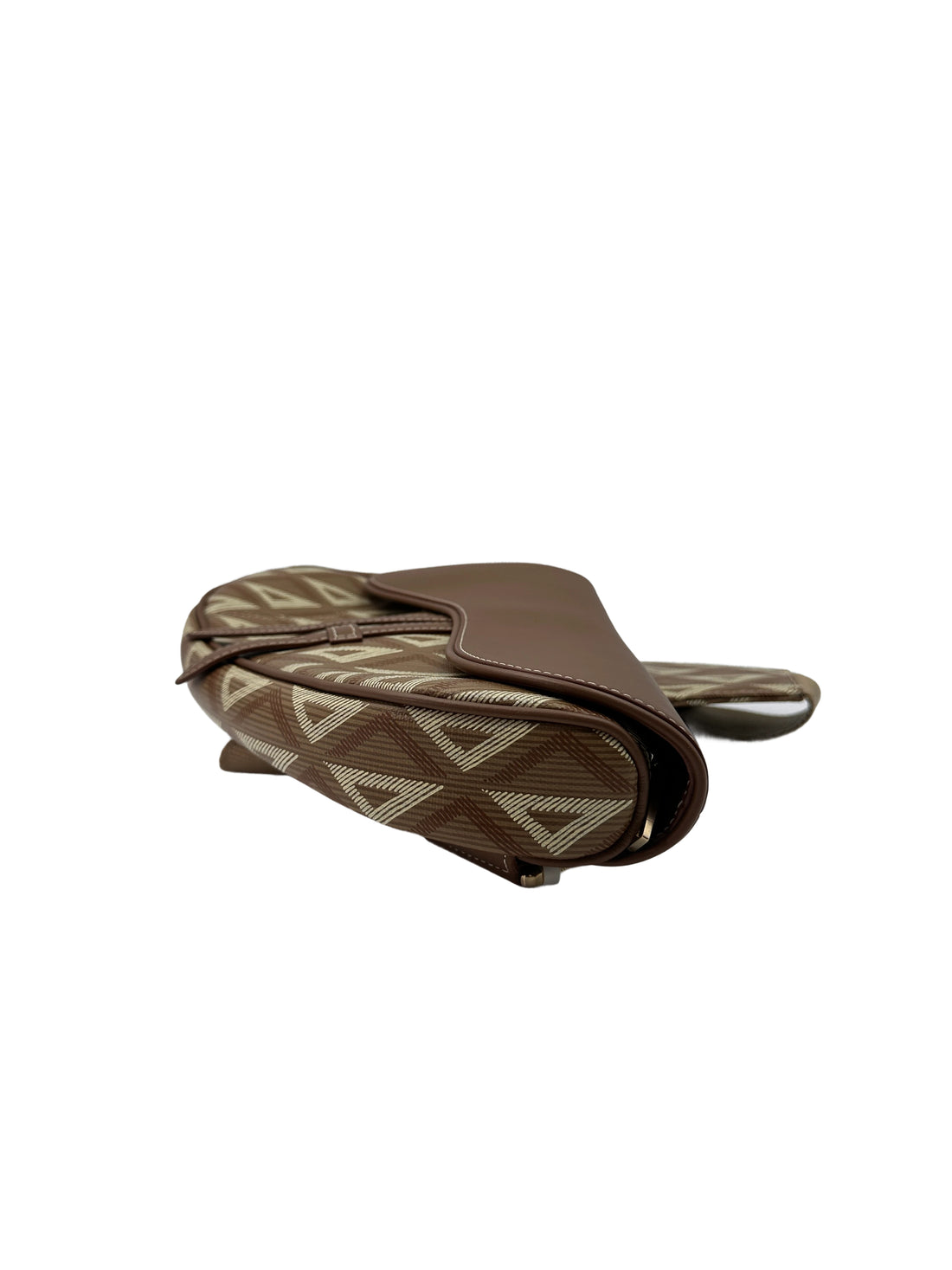 Christian Dior CD Diamond Brown Leather Saddle Bag DR525