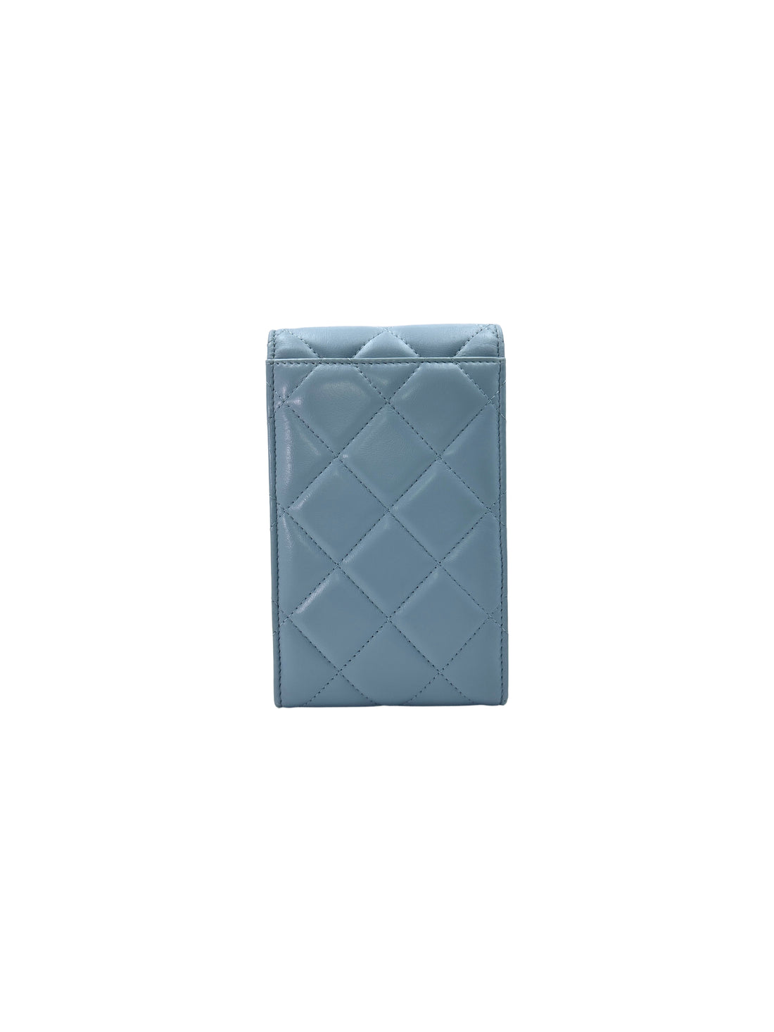 Chanel Light Blue Quilted Leather Flap Phone Bag With Gold Hardware(31***98) CC1455