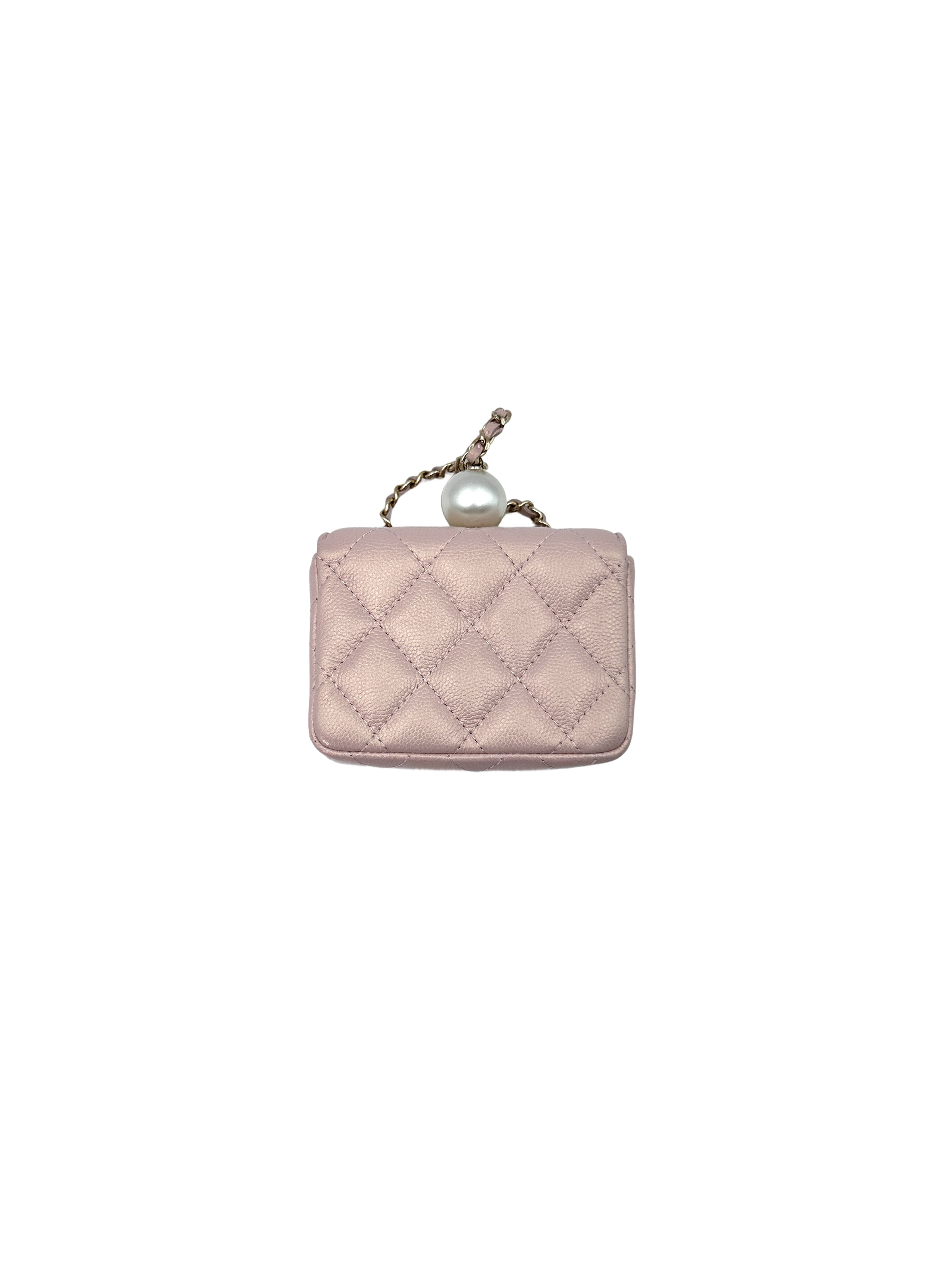 Chanel 22P Pink Quilted Leather Mini Flap Bag With Pearl Motif Ball(31***42) CC1456