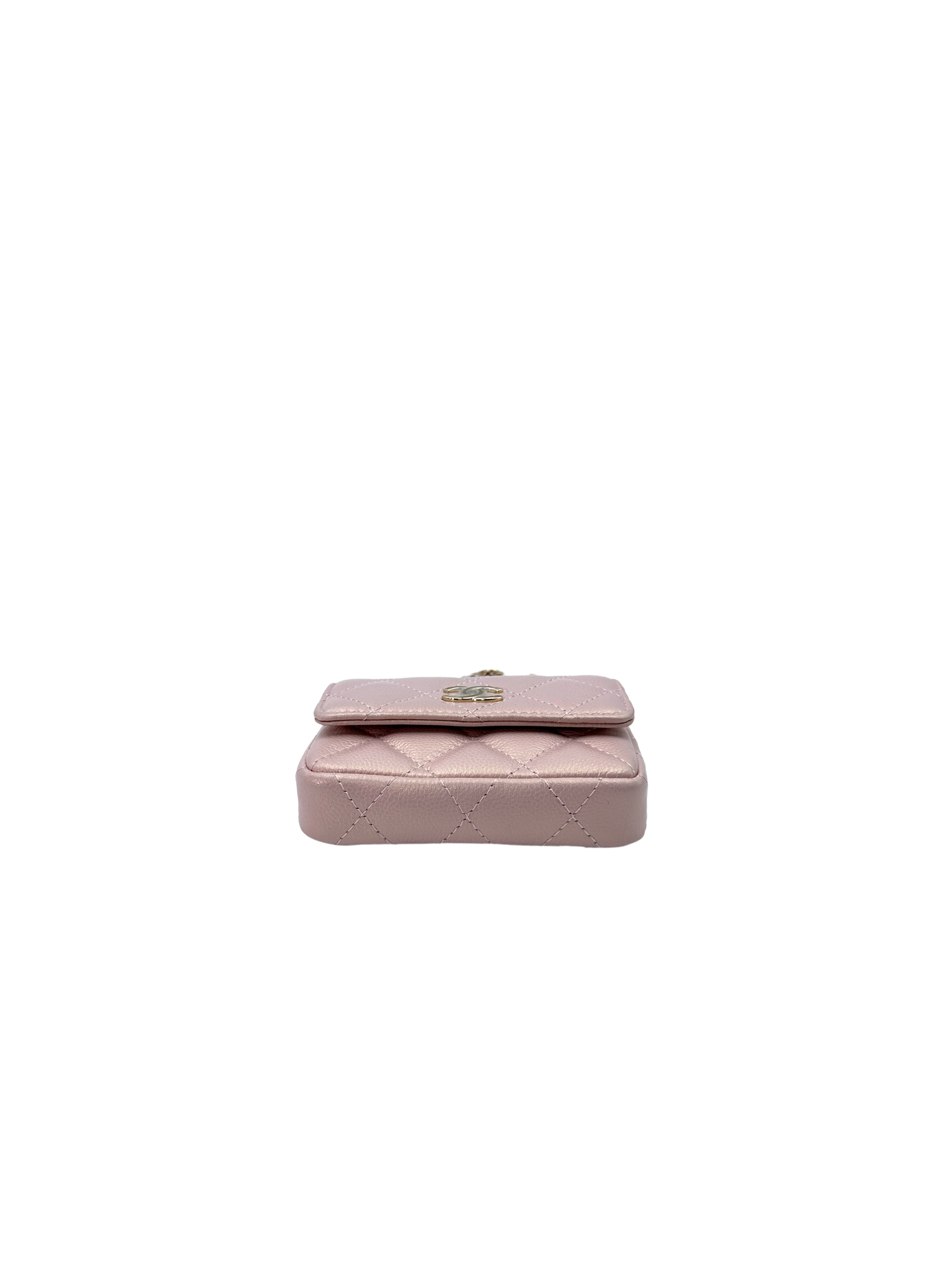 Chanel 22P Pink Quilted Leather Mini Flap Bag With Pearl Motif Ball(31***42) CC1456
