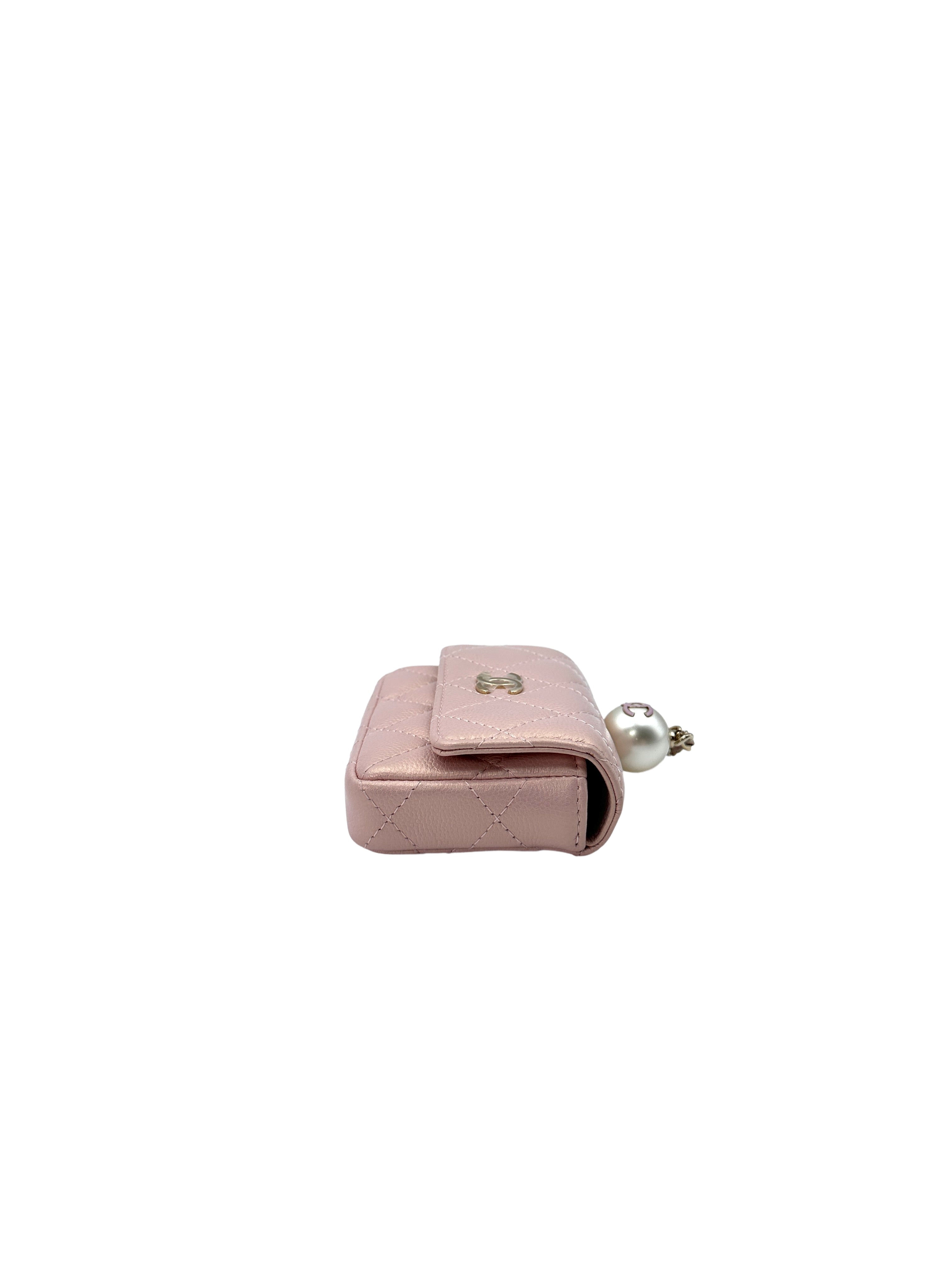 Chanel 22P Pink Quilted Leather Mini Flap Bag With Pearl Motif Ball(31***42) CC1456