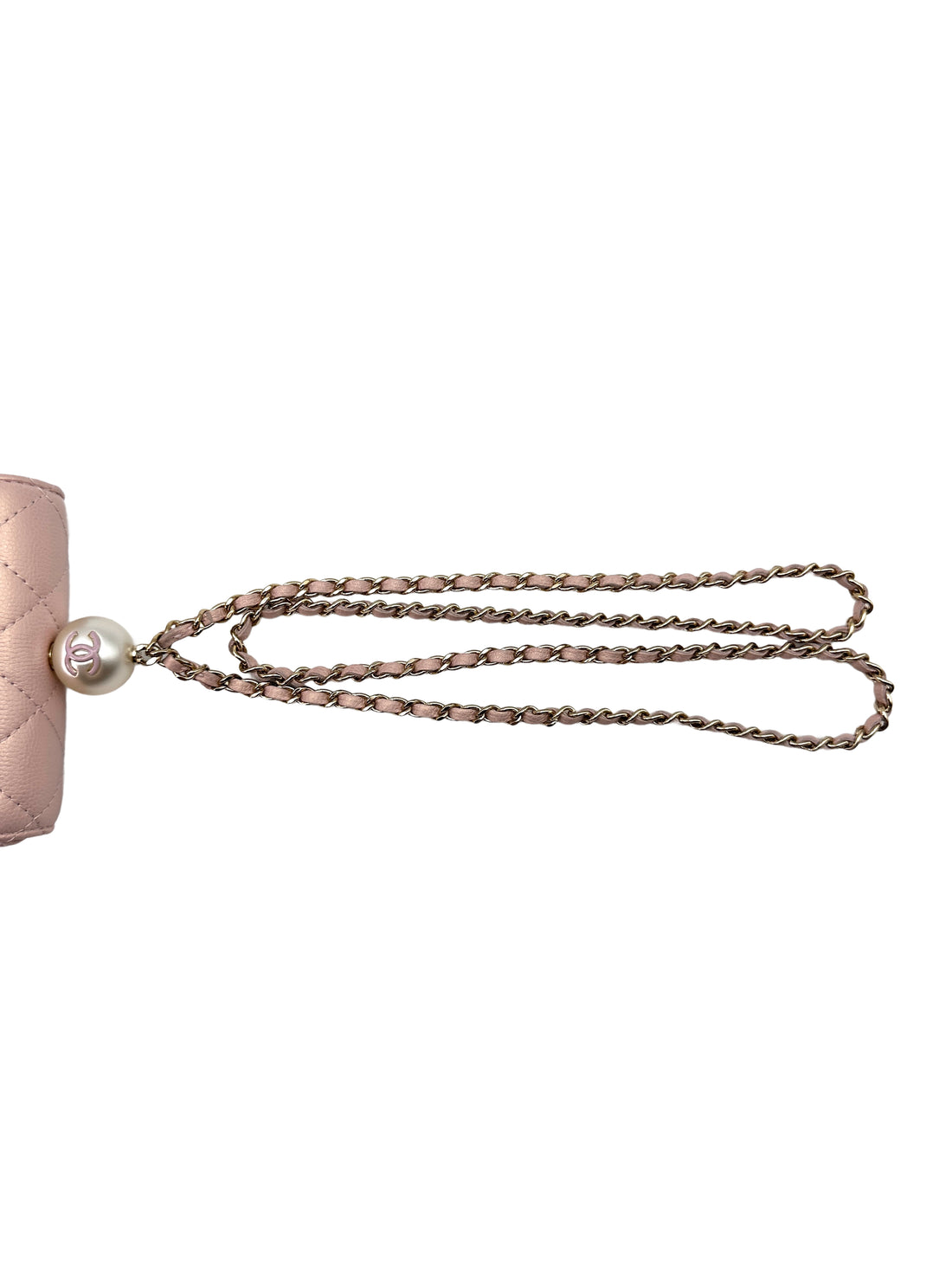 Chanel 22P Pink Quilted Leather Mini Flap Bag With Pearl Motif Ball(31***42) CC1456