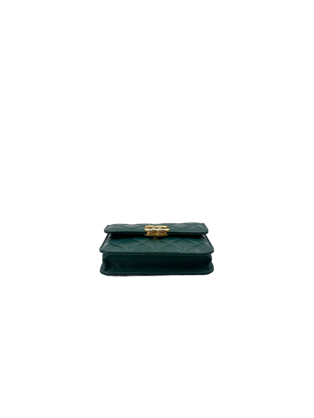 Chanel 21A Green Quilted Leather Mini Wallet On Chain With Gold Hardware(31***80) CC1457