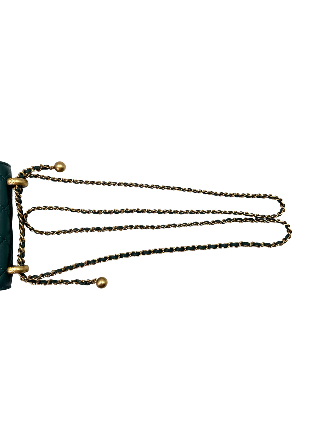 Chanel 21A Green Quilted Leather Mini Wallet On Chain With Gold Hardware(31***80) CC1457
