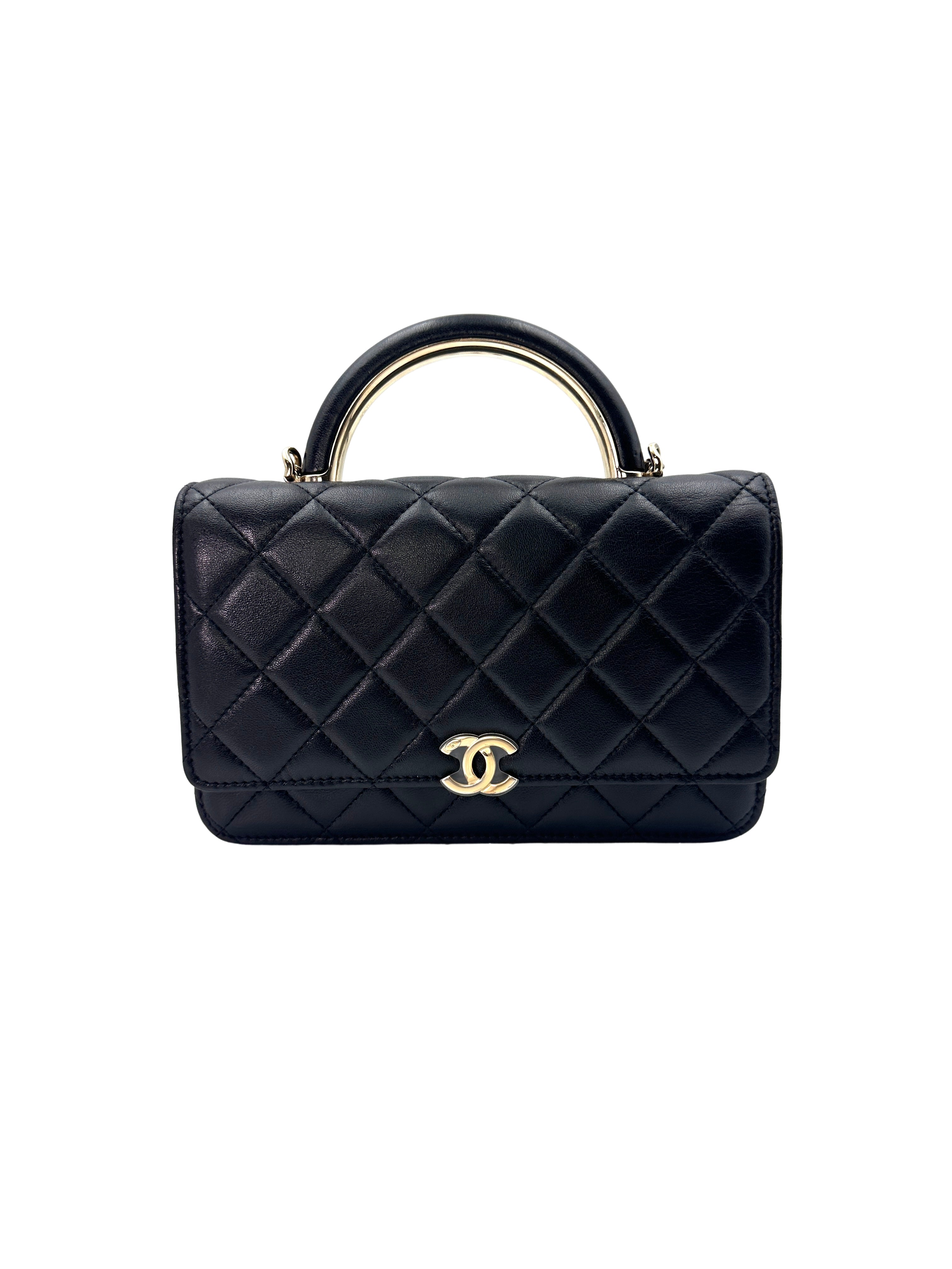 Chanel 22A Black Quilted Wallet On Chain(PC***5H) CC1460
