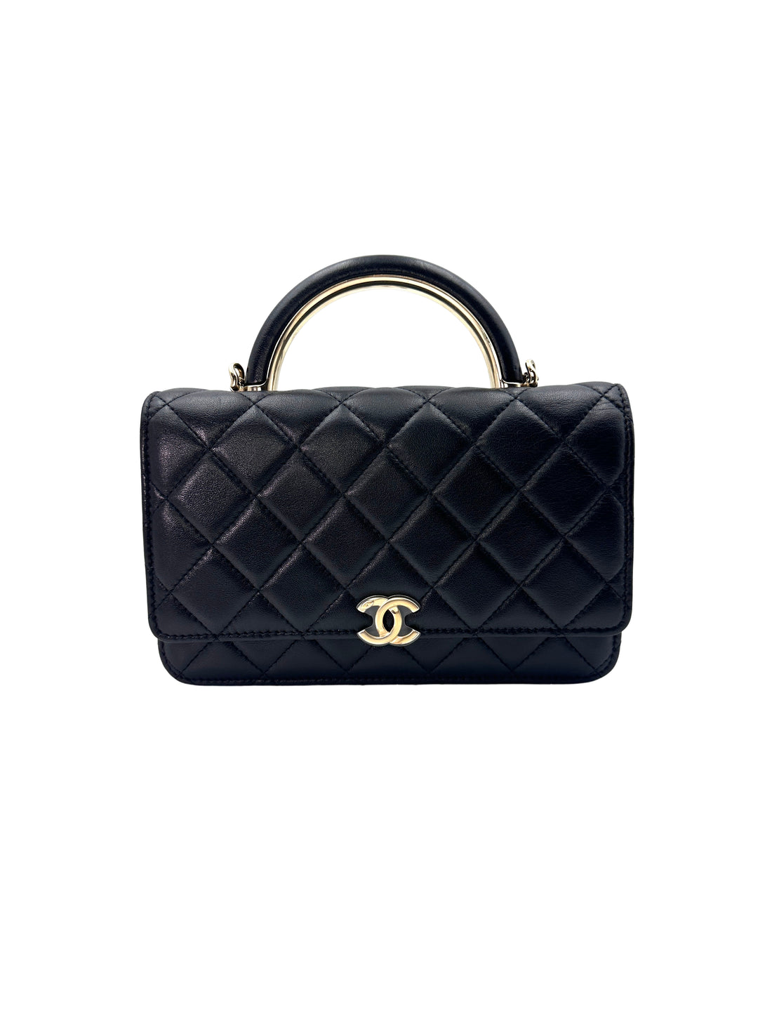 Chanel 22A Black Quilted Wallet On Chain(PC***5H) CC1460
