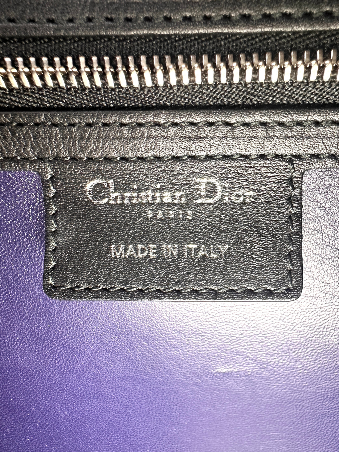 Christian Dior Lady Dior Black Heart Sequin Patch Embellished Handle Bag With Black Charms DR532