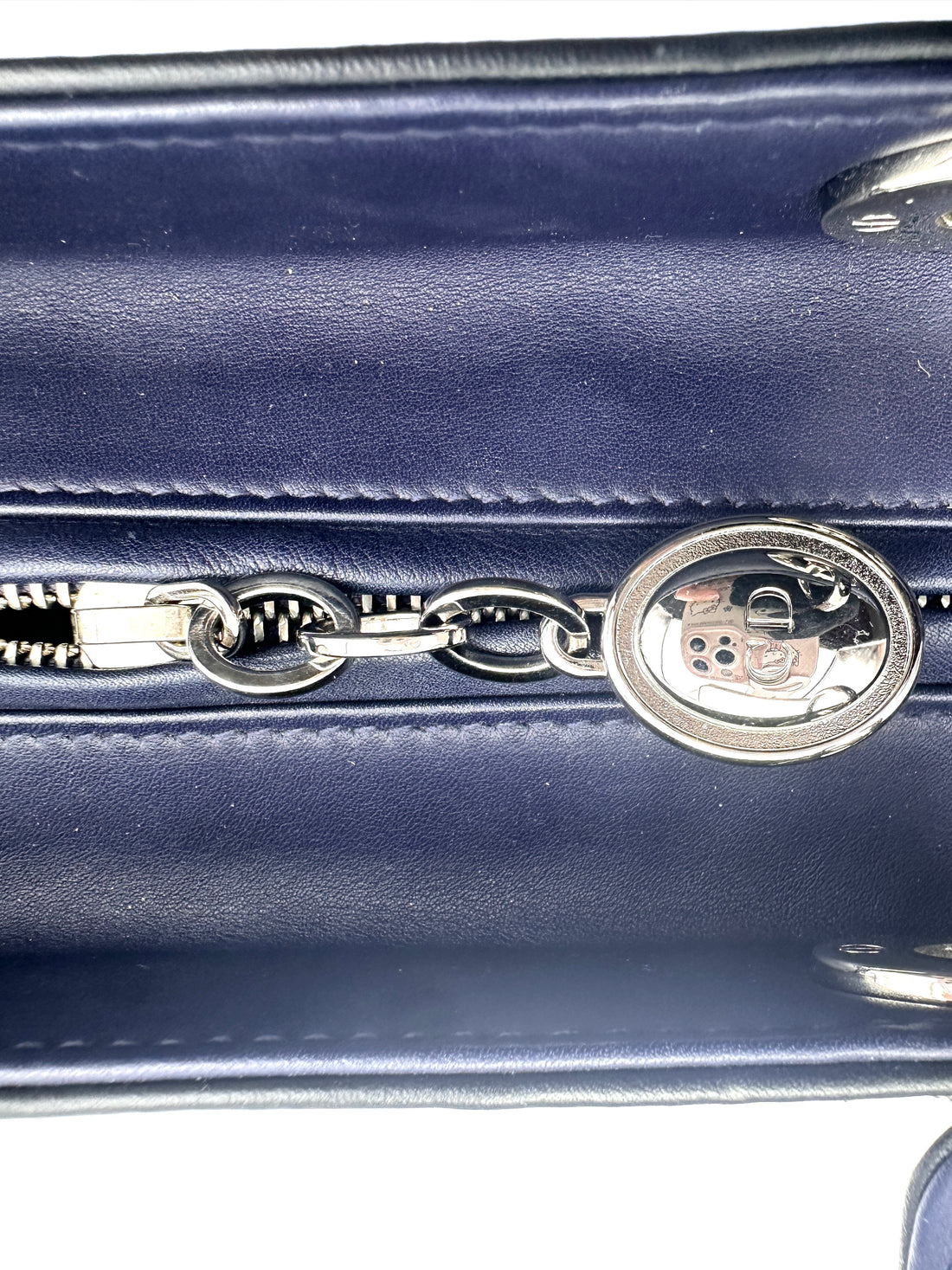 Christian Dior Lady Dior Black Heart Sequin Patch Embellished Handle Bag With Black Charms DR532