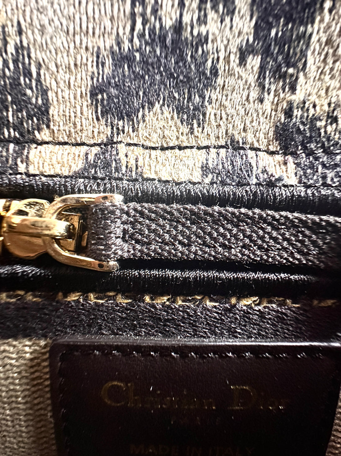 Christian Dior Lady Dior Mizza Leopard Embroidered Canvas Handle Bag With Gold Charms DR530