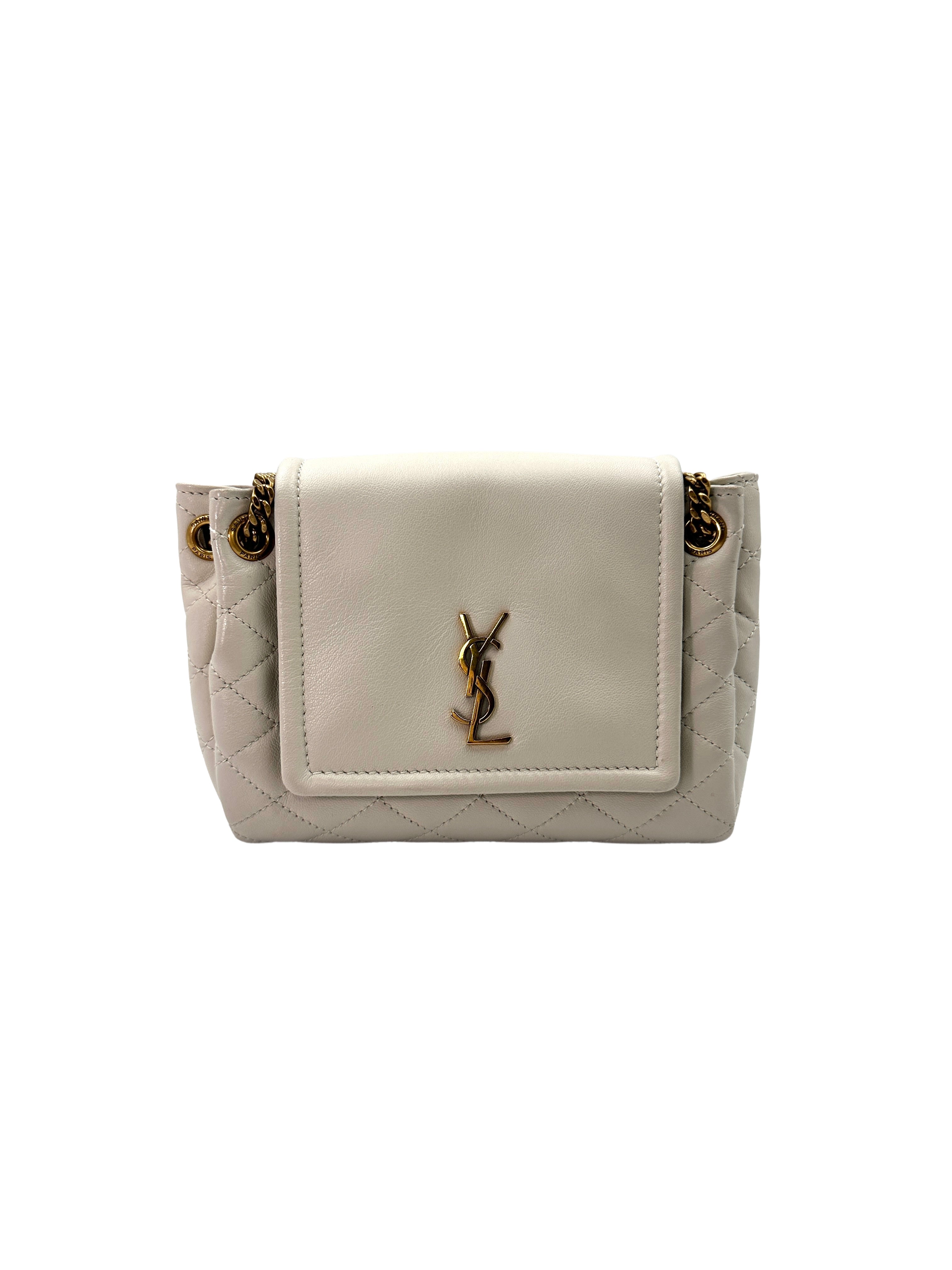 Saint Laurent Nolita White Quilted Leather Chain Shoulder Bag SL167
