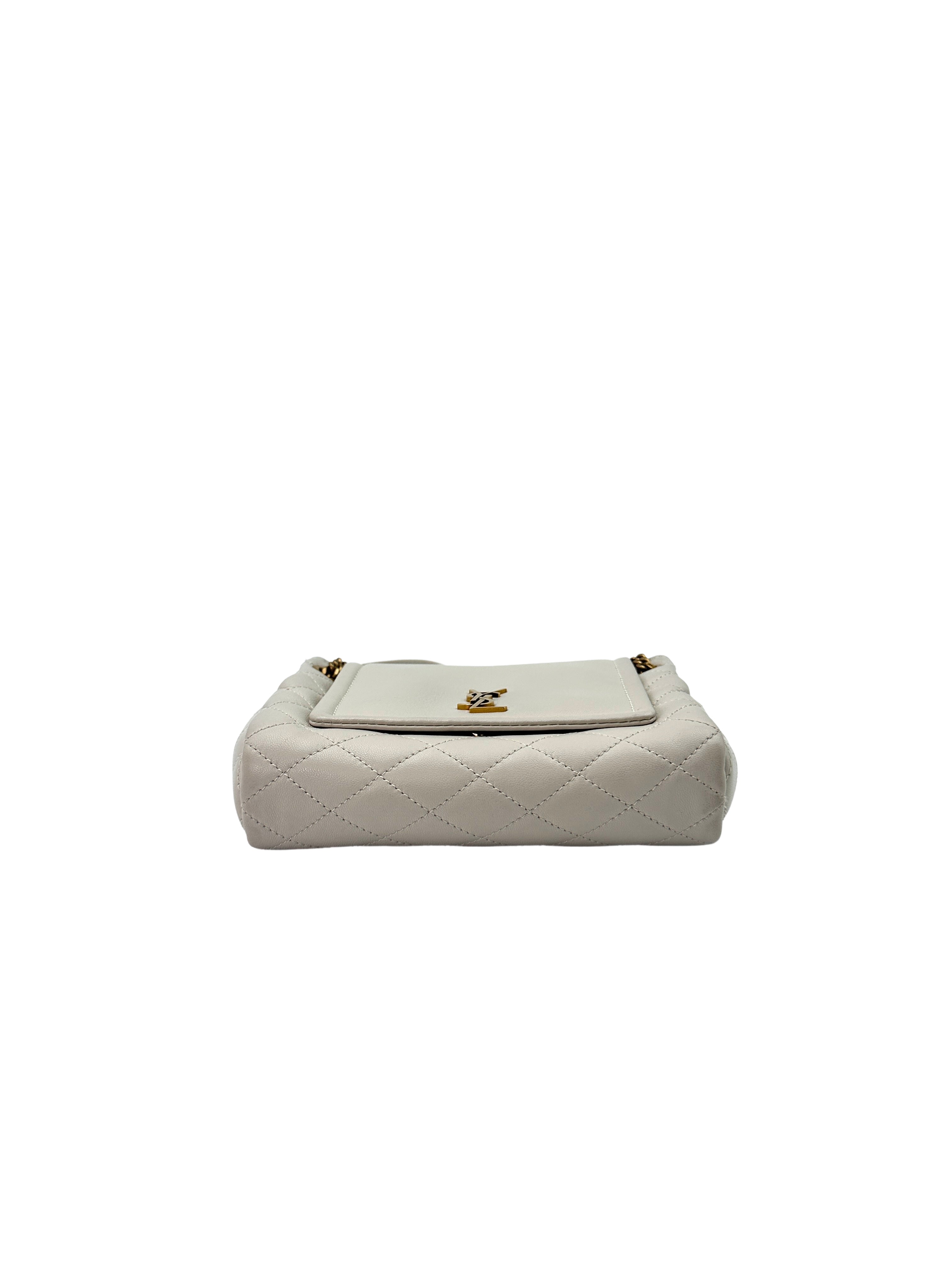 Saint Laurent Nolita White Quilted Leather Chain Shoulder Bag SL167