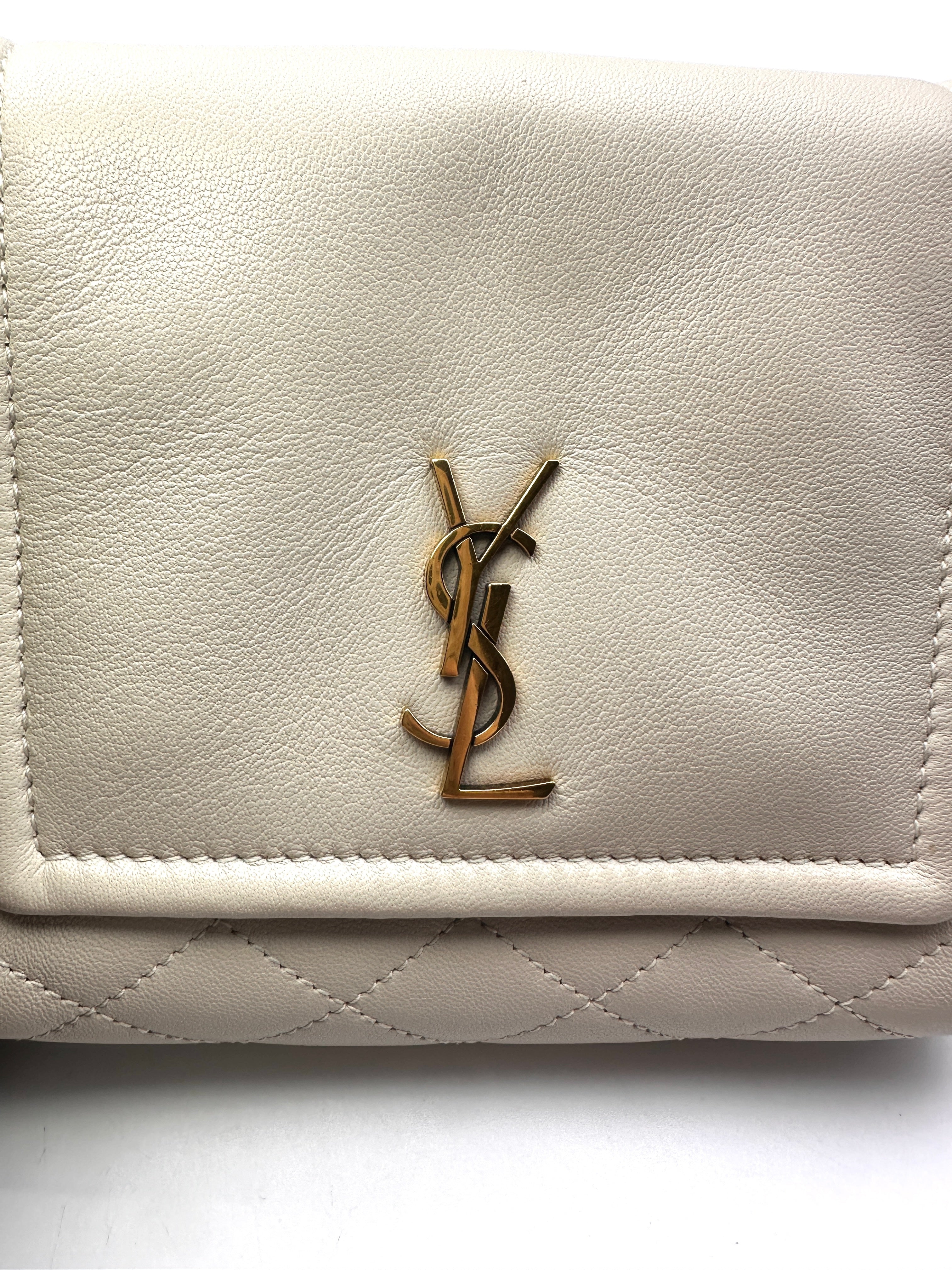 Saint Laurent Nolita White Quilted Leather Chain Shoulder Bag SL167