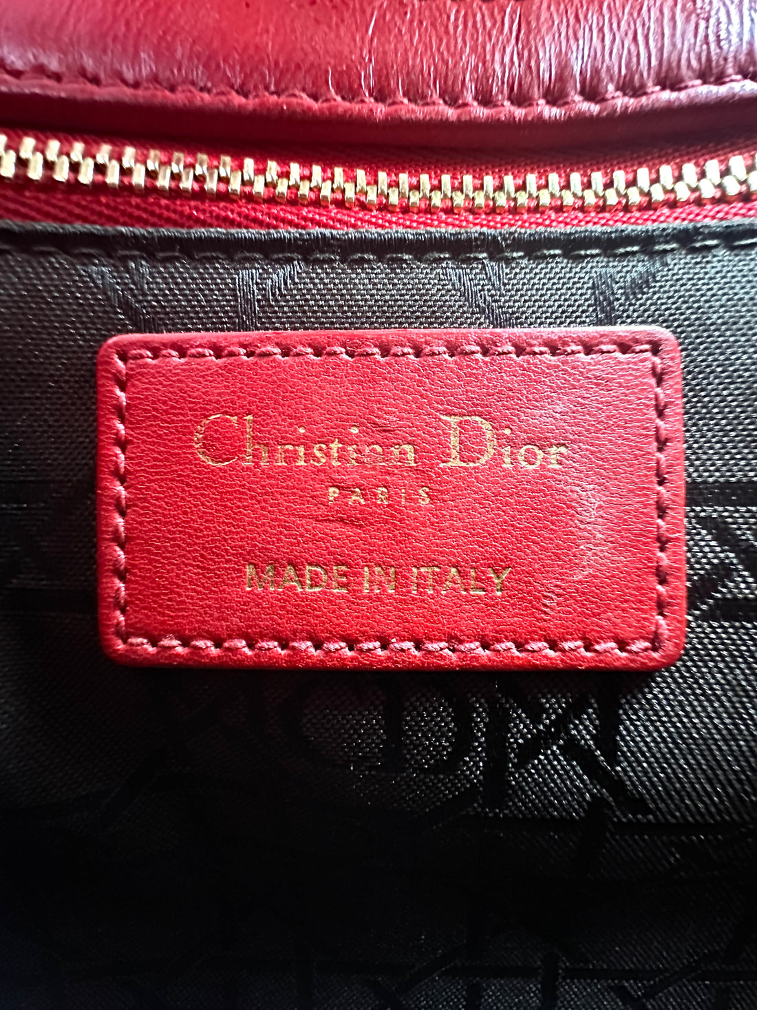 Christian Dior Lady Dior Red Cannage Lambskin Handle Bag With Gold Charms DR534