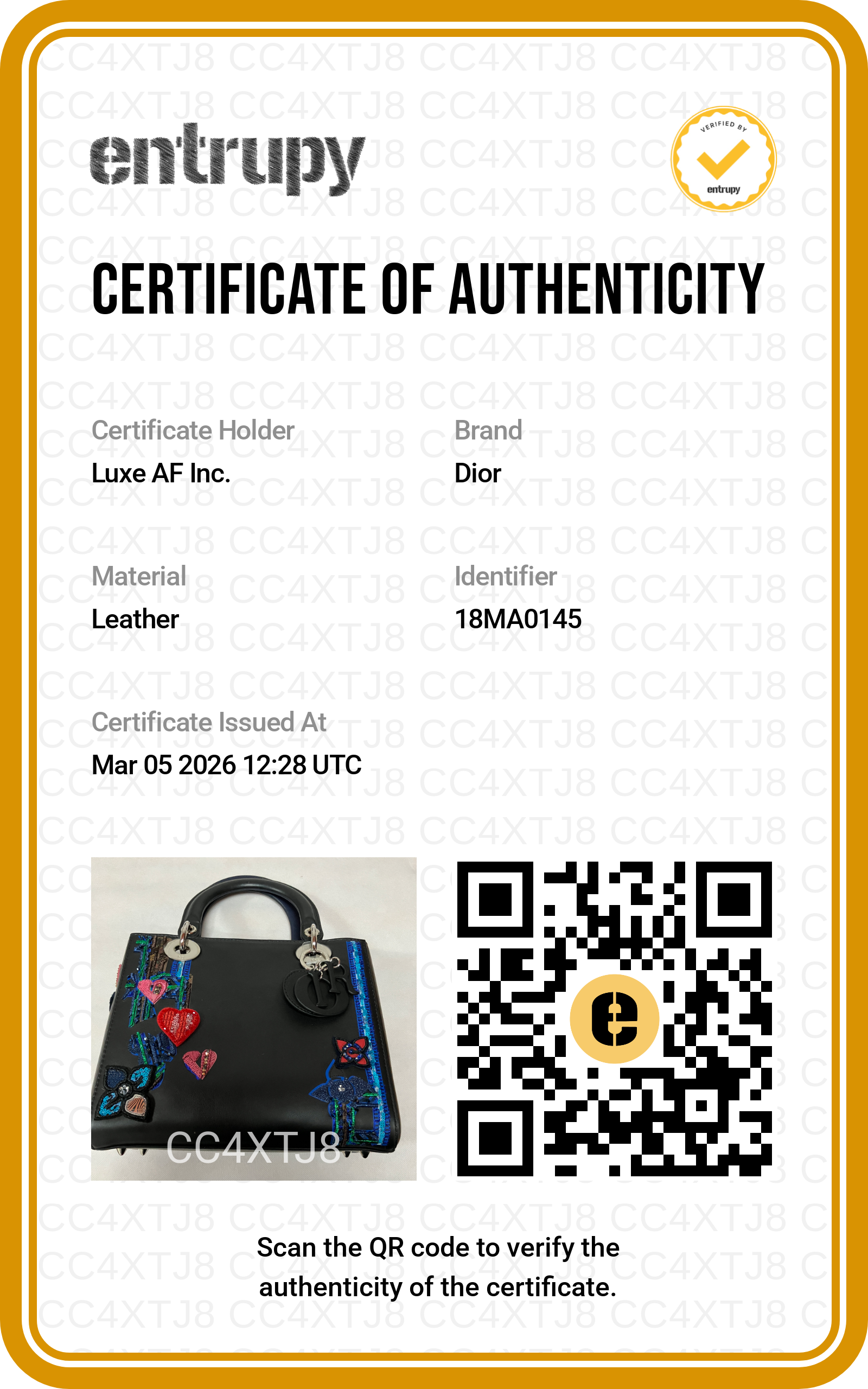 Christian Dior Lady Dior Black Heart Sequin Patch Embellished Handle Bag With Black Charms DR532