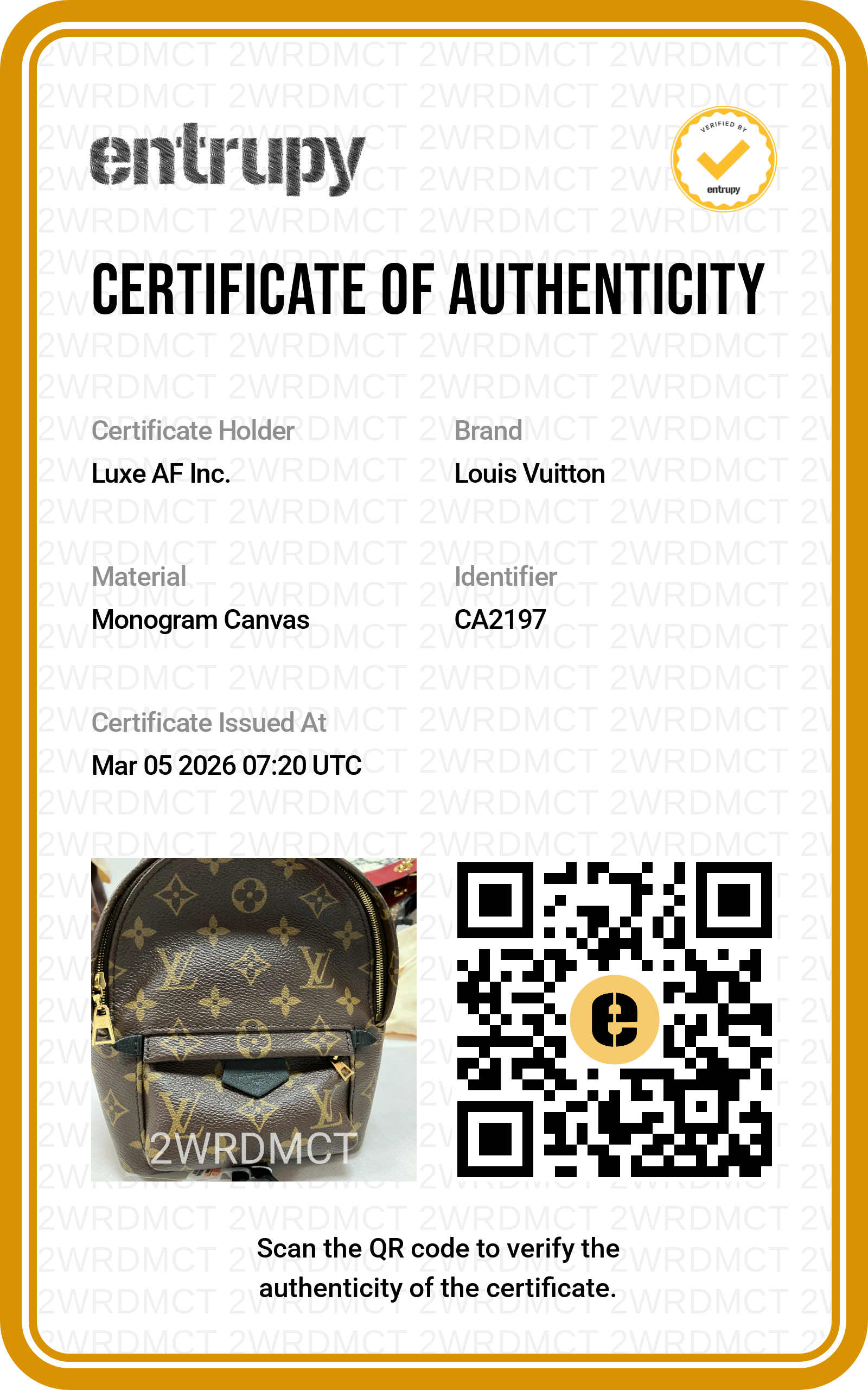 Louis Vuitton Palm Springs Mini Monogram Canvas Backpack LV2015