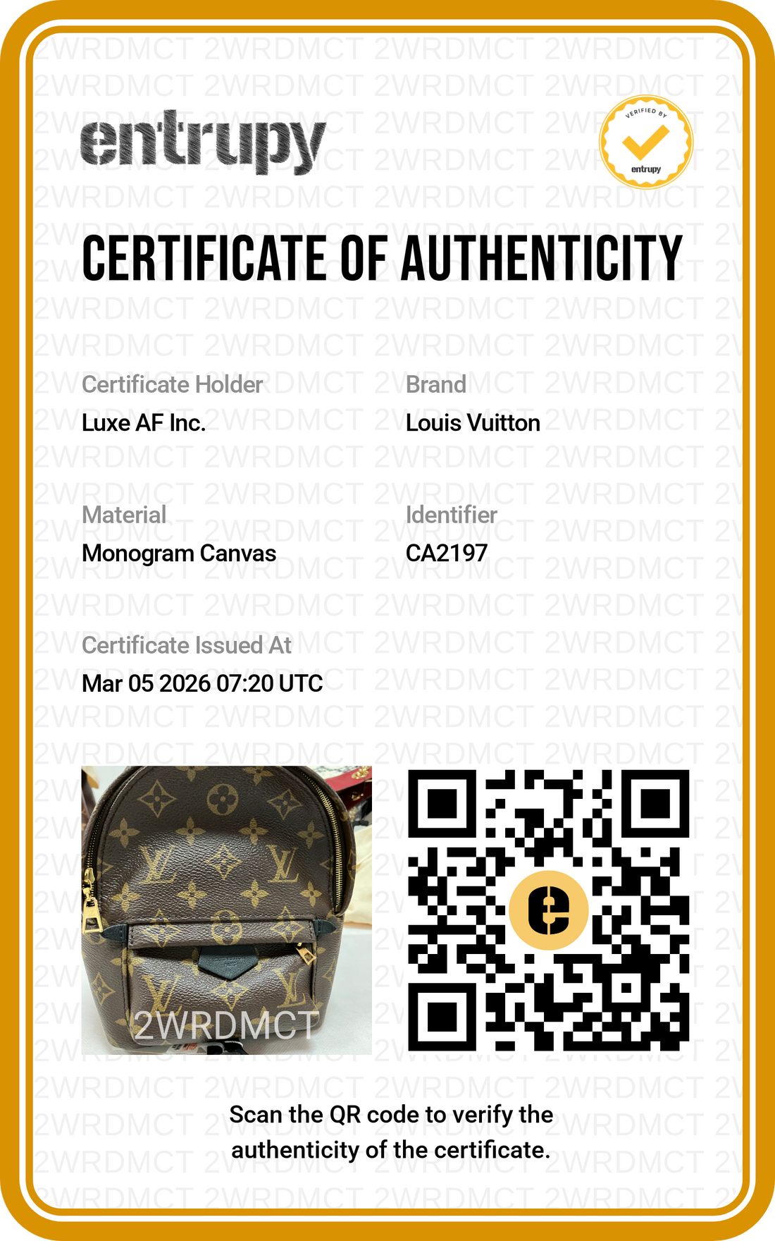 Louis Vuitton Palm Springs Mini Monogram Canvas Backpack LV2015