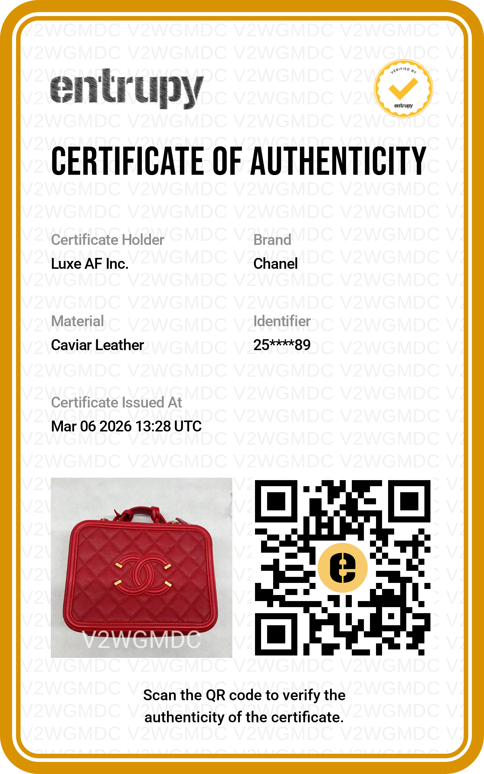 Chanel CC Filigree Red Quilted Leather Top Handle Vanity Case(25***89) CC1461