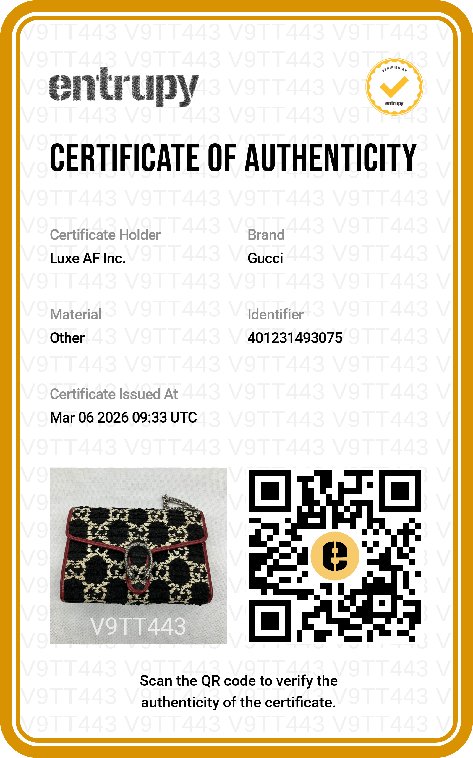 Gucci Dionysus GG Black/White Tweed Wallet On Chain With Red Trim GG647