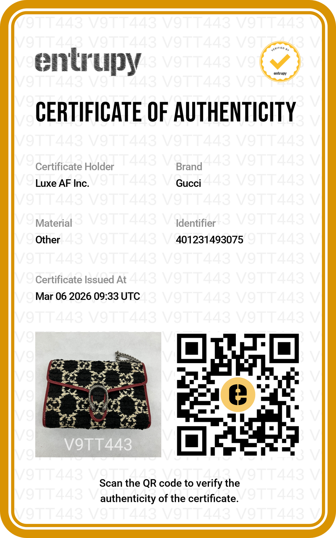 Gucci Dionysus GG Black/White Tweed Wallet On Chain With Red Trim GG647