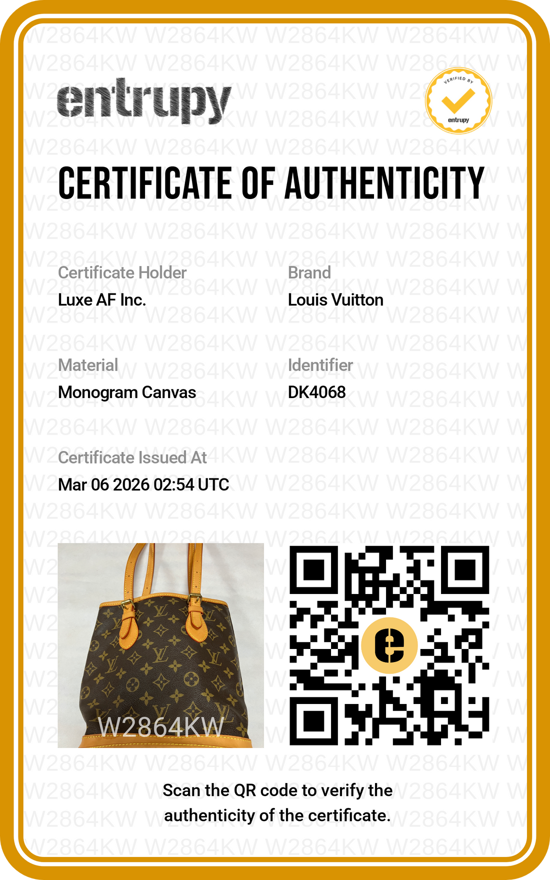Louis Vuitton Monogram Bucket Brown Canvas Shoulder Bag LV2030