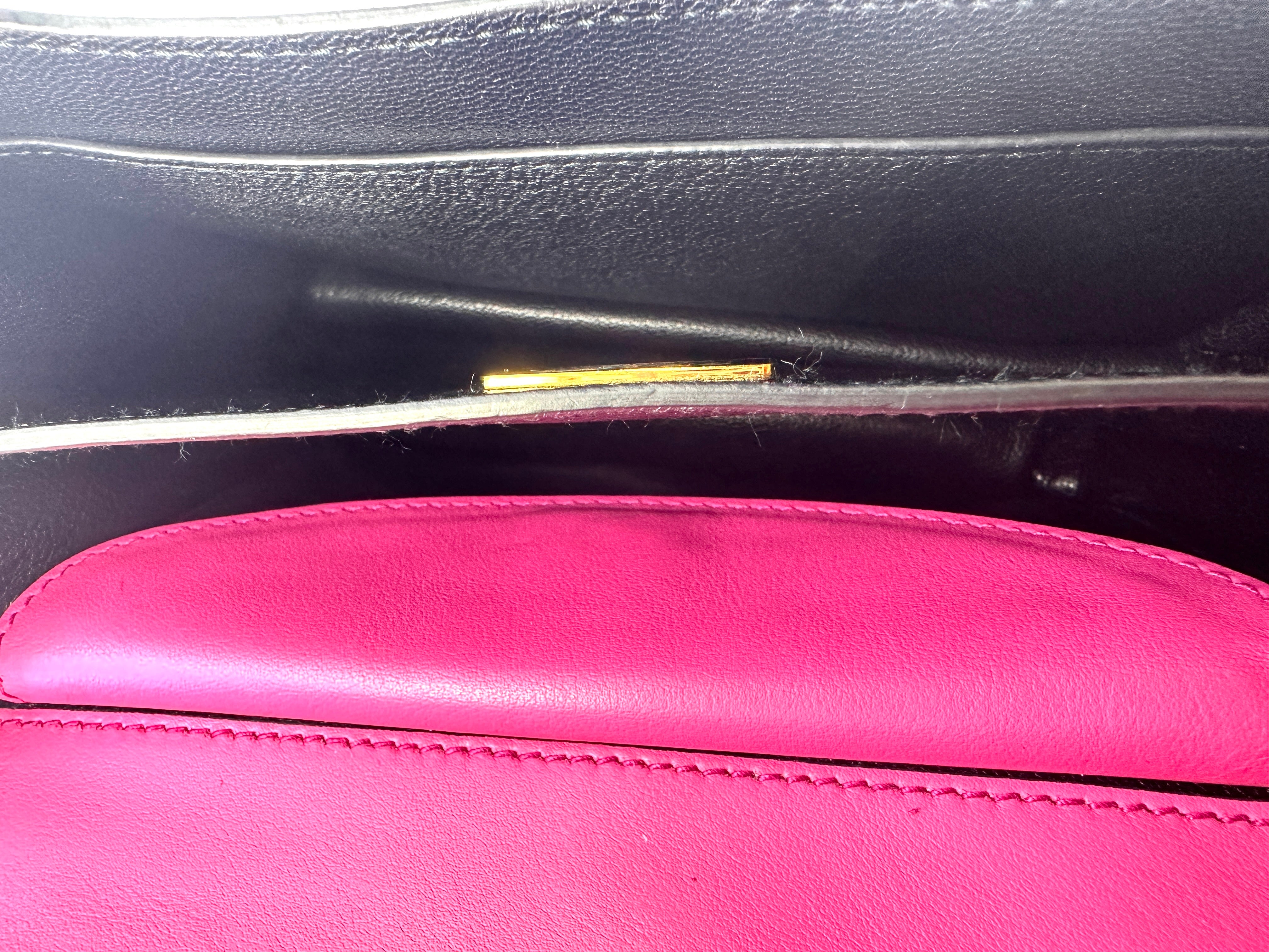Prada Cahier Pink/Black Saffiano Leather Shoulder Bag With Gold Hardware PR198