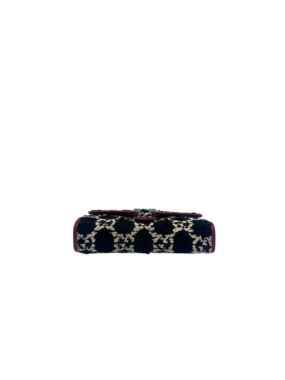 Gucci Dionysus GG Black/White Tweed Wallet On Chain With Red Trim GG647