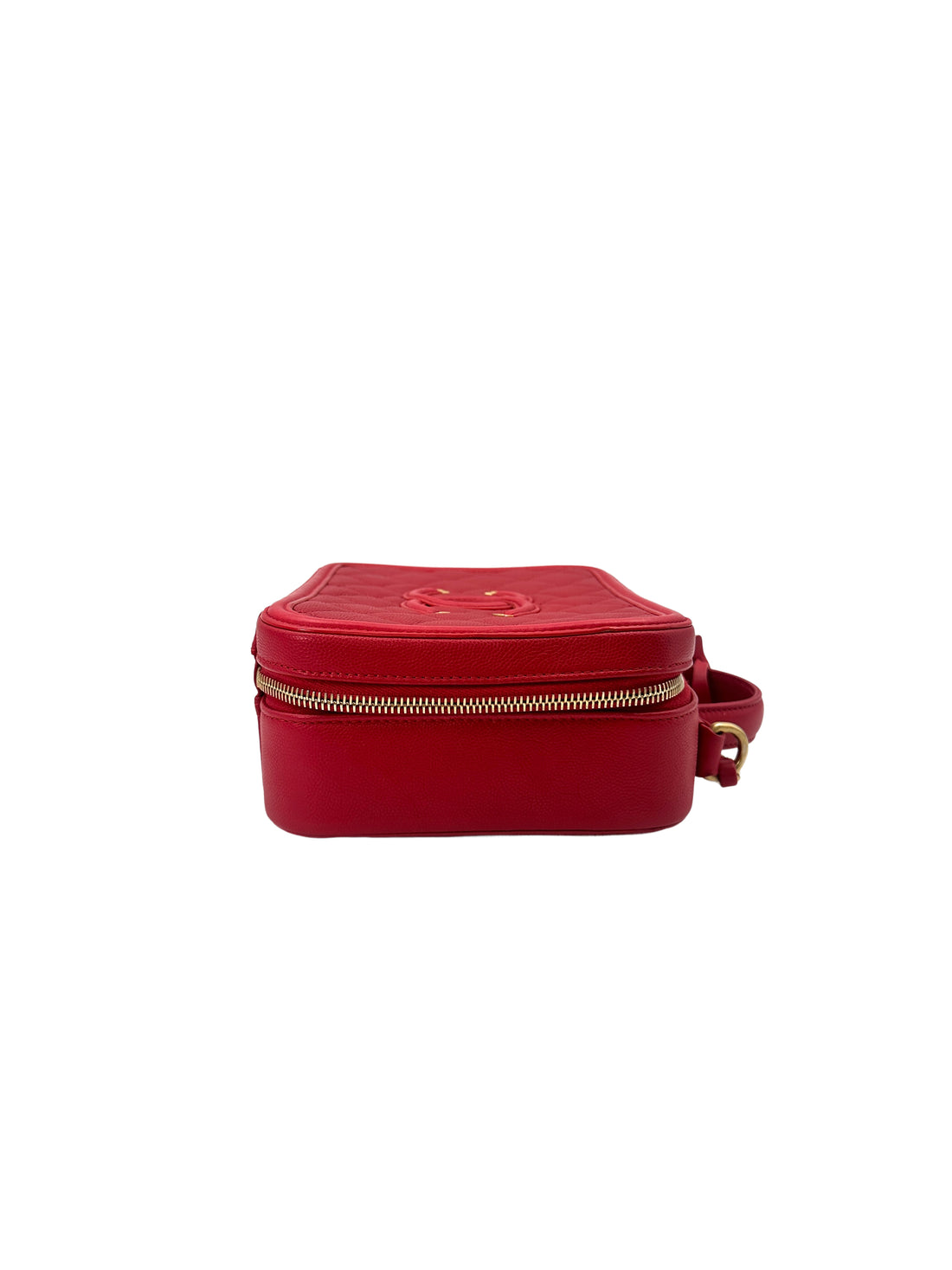 Chanel CC Filigree Red Quilted Leather Top Handle Vanity Case(25***89) CC1461