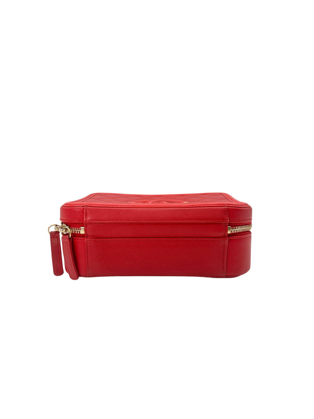 Chanel CC Filigree Red Quilted Leather Top Handle Vanity Case(25***89) CC1461