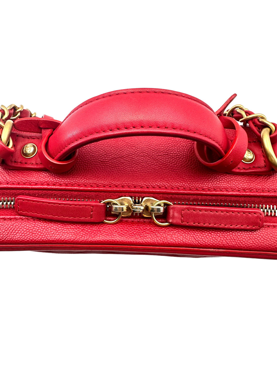 Chanel CC Filigree Red Quilted Leather Top Handle Vanity Case(25***89) CC1461