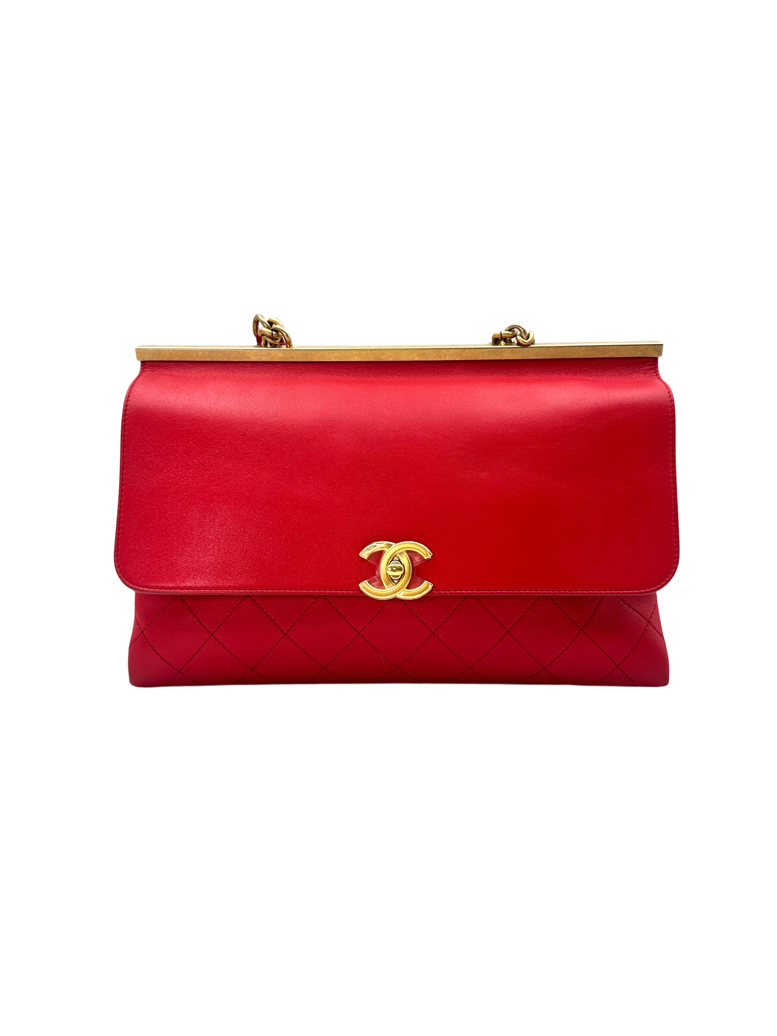 Chanel CoCo Luxe Red Quilted Calfskin Flap Bag(29***07) CC1462