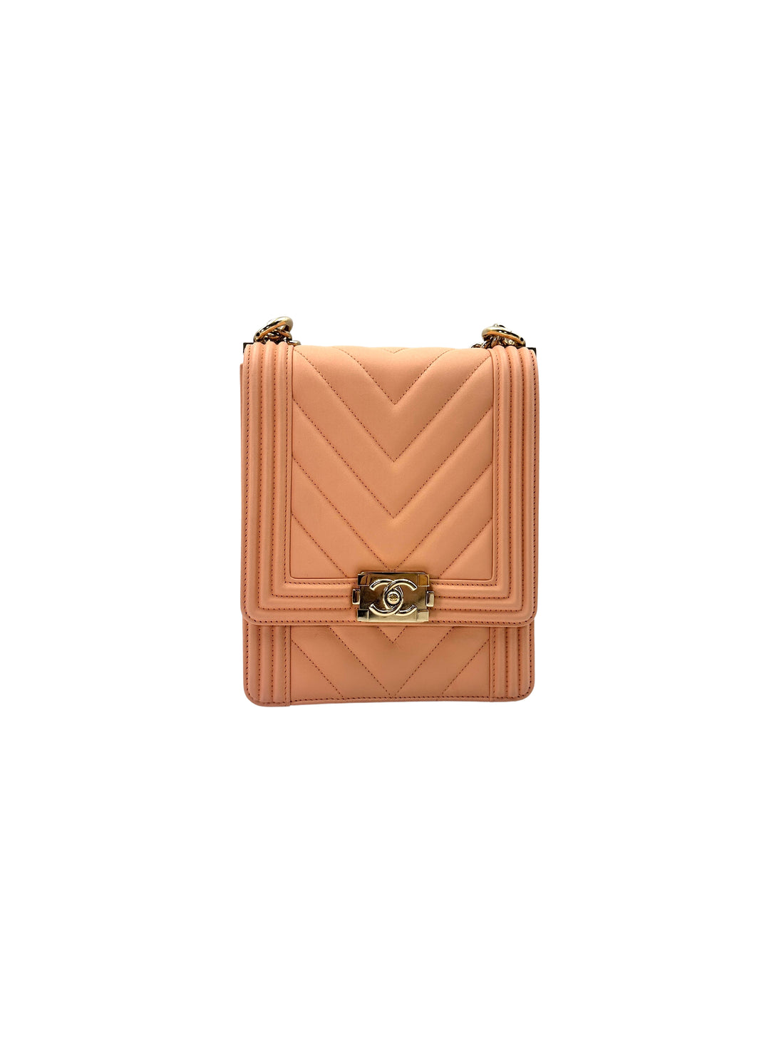 Chanel North South LeBoy Pink Chevron Quilted Leather Shoulder Bag With Gold Buckle(29***27) CC1463