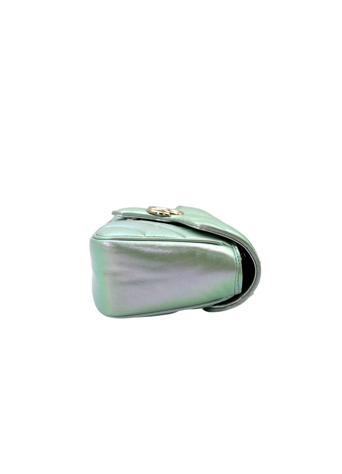 Gucci GG Marmont Iridescent Green Chevron Matelasse Leather Shoulder Bag GG649