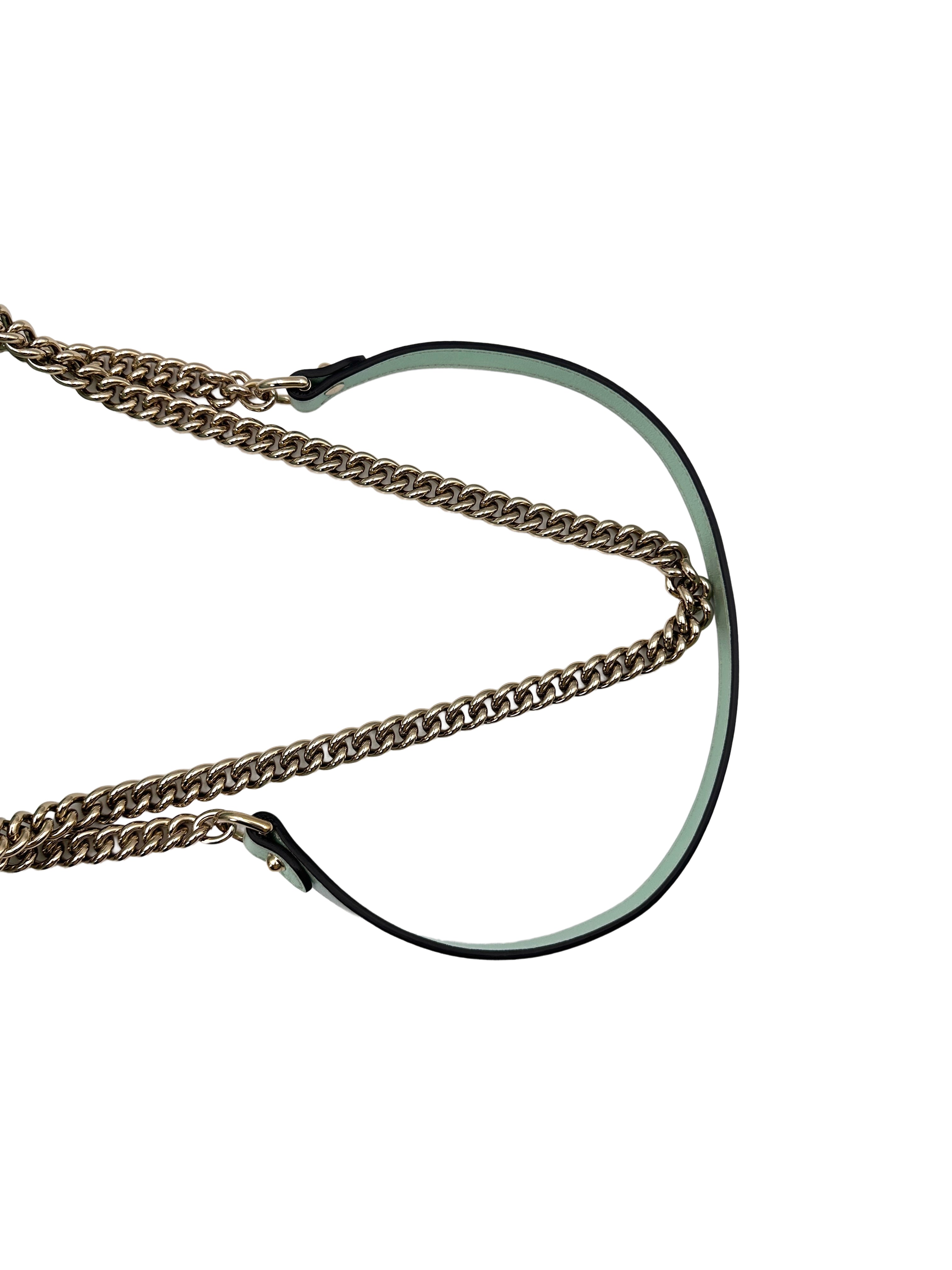 Gucci GG Marmont Iridescent Green Chevron Matelasse Leather Shoulder Bag GG649