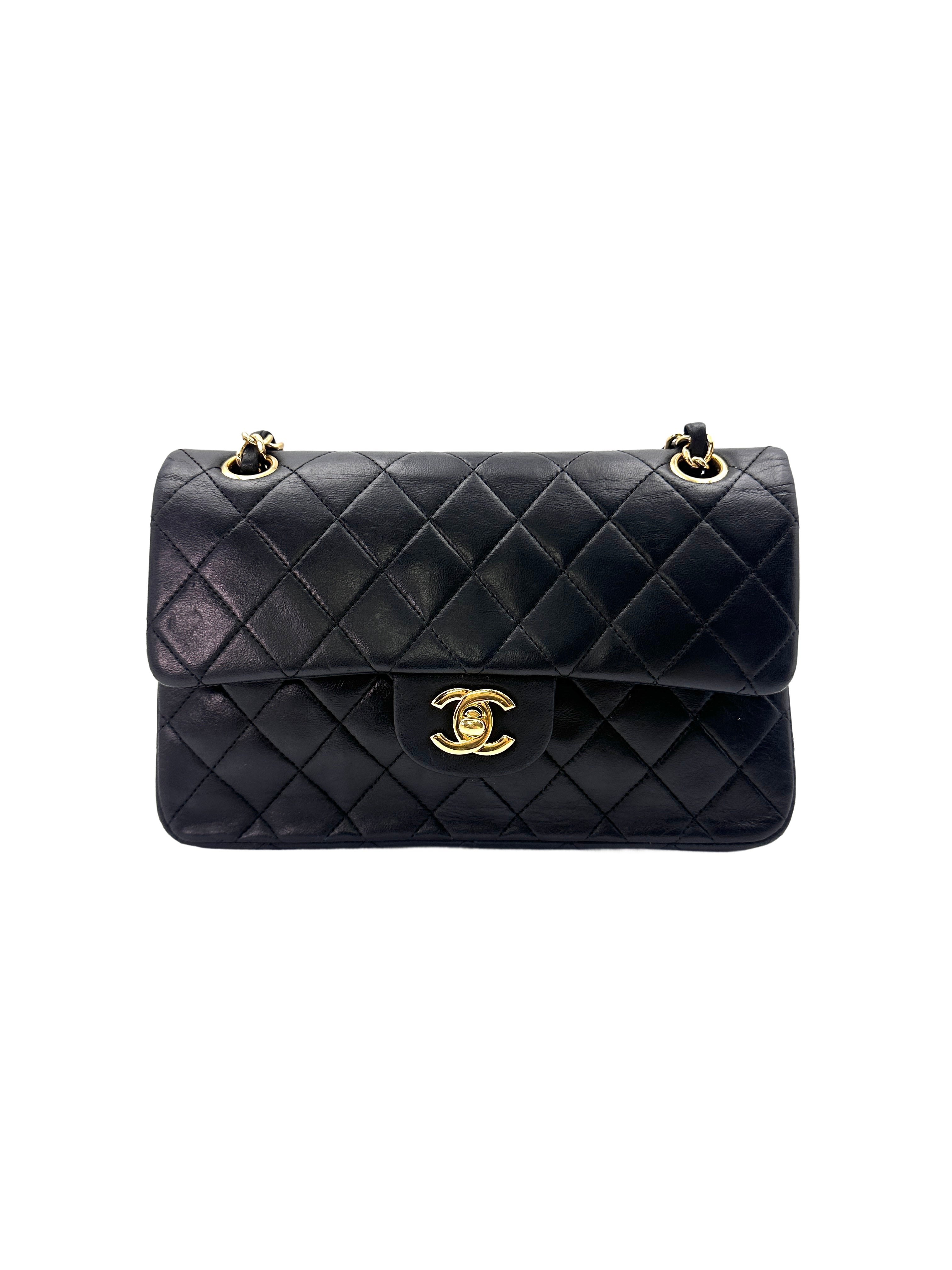 Chanel Classic Flap Black Quilted Leather Small Size Flap Bag With Gold Buckle(15***38) CC1467