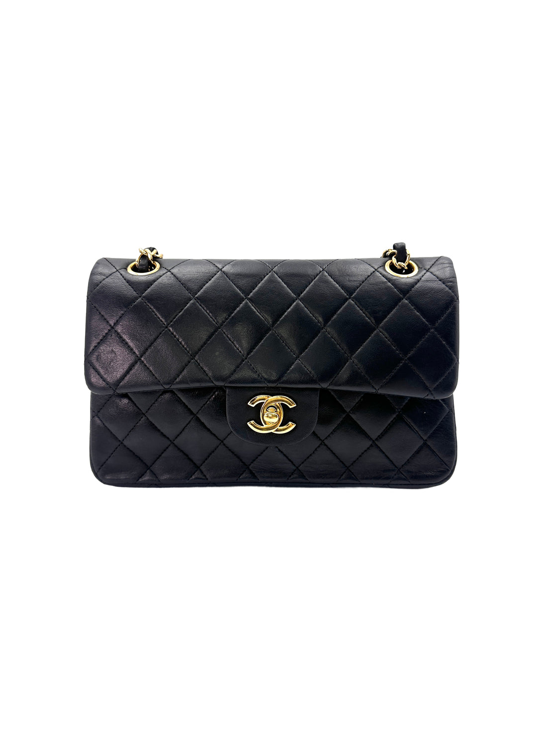 Chanel Classic Flap Black Quilted Leather Small Size Flap Bag With Gold Buckle(15***38) CC1467