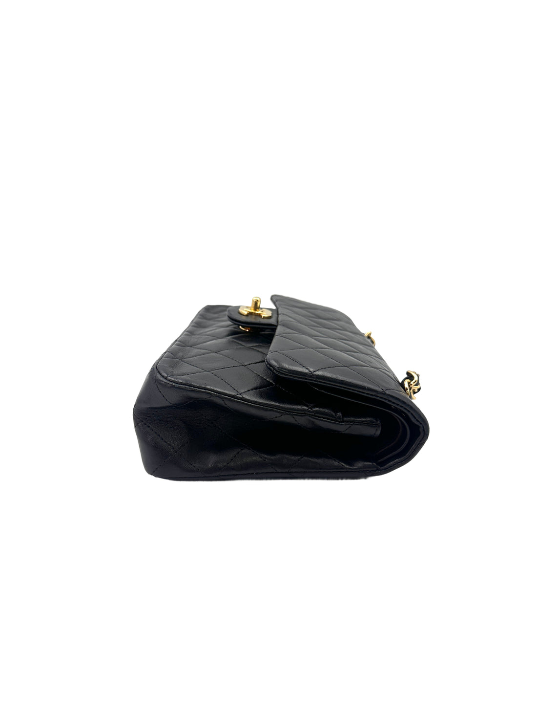 Chanel Classic Flap Black Quilted Leather Small Size Flap Bag With Gold Buckle(15***38) CC1467