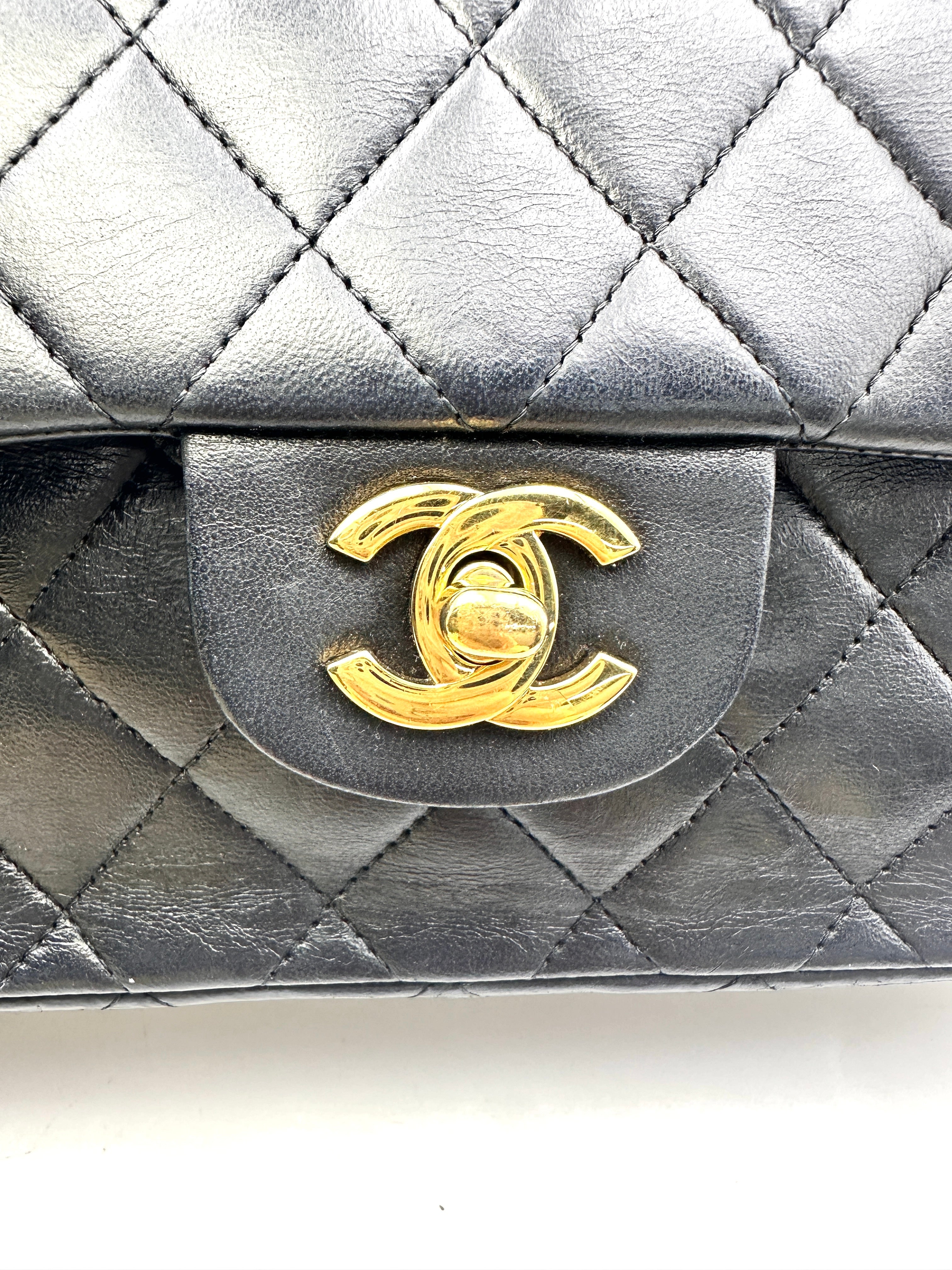 Chanel Classic Flap Black Quilted Leather Small Size Flap Bag With Gold Buckle(15***38) CC1467