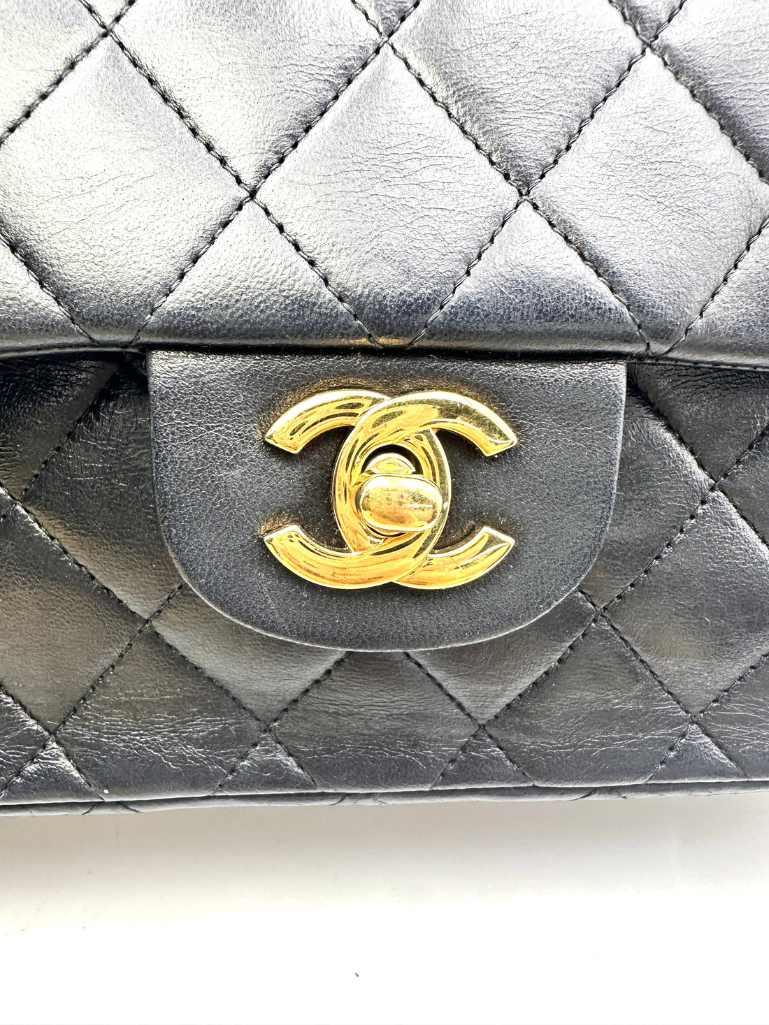 Chanel Classic Flap Black Quilted Leather Small Size Flap Bag With Gold Buckle(15***38) CC1467