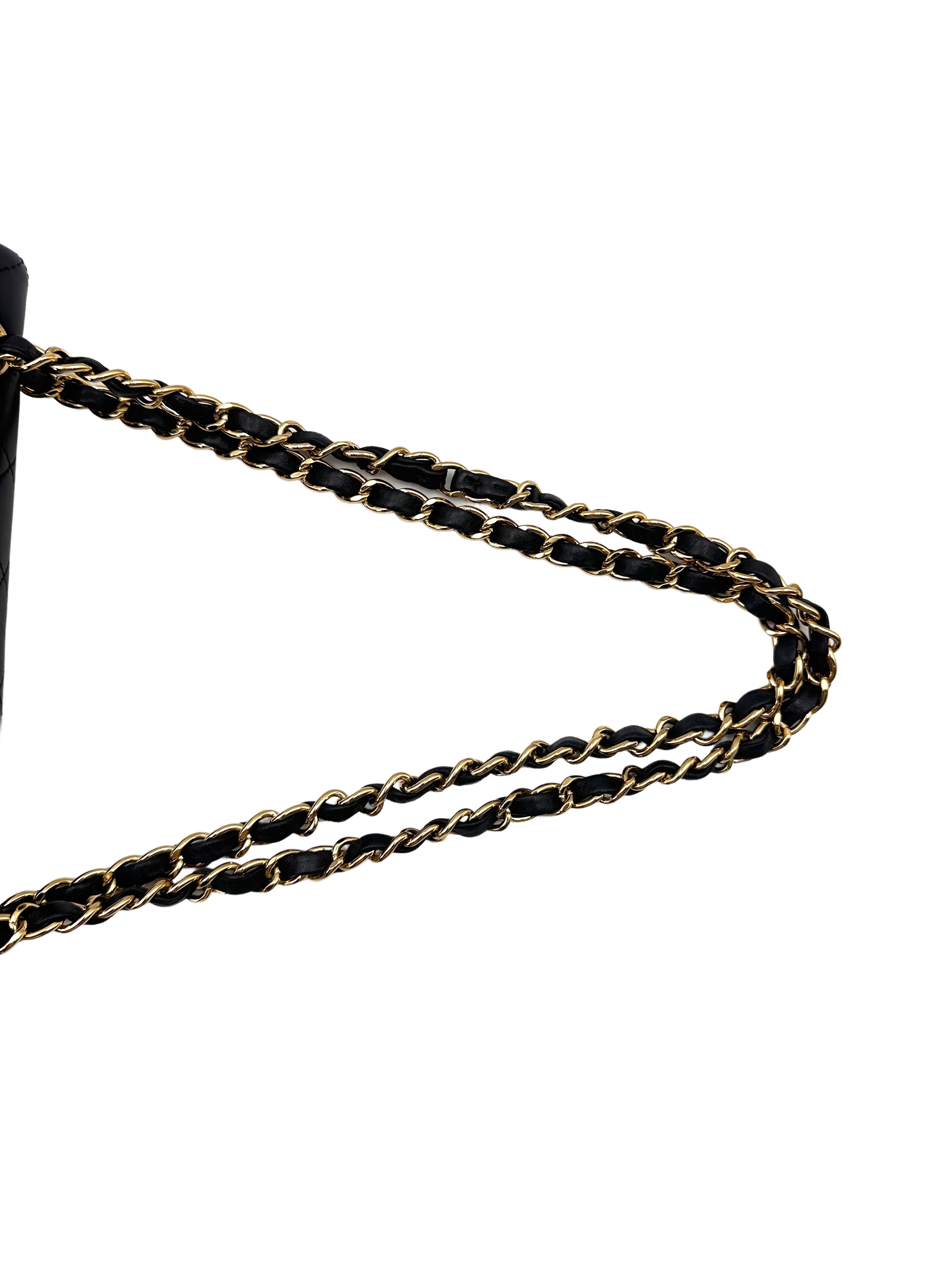 Chanel Classic Flap Black Quilted Leather Small Size Flap Bag With Gold Buckle(15***38) CC1467