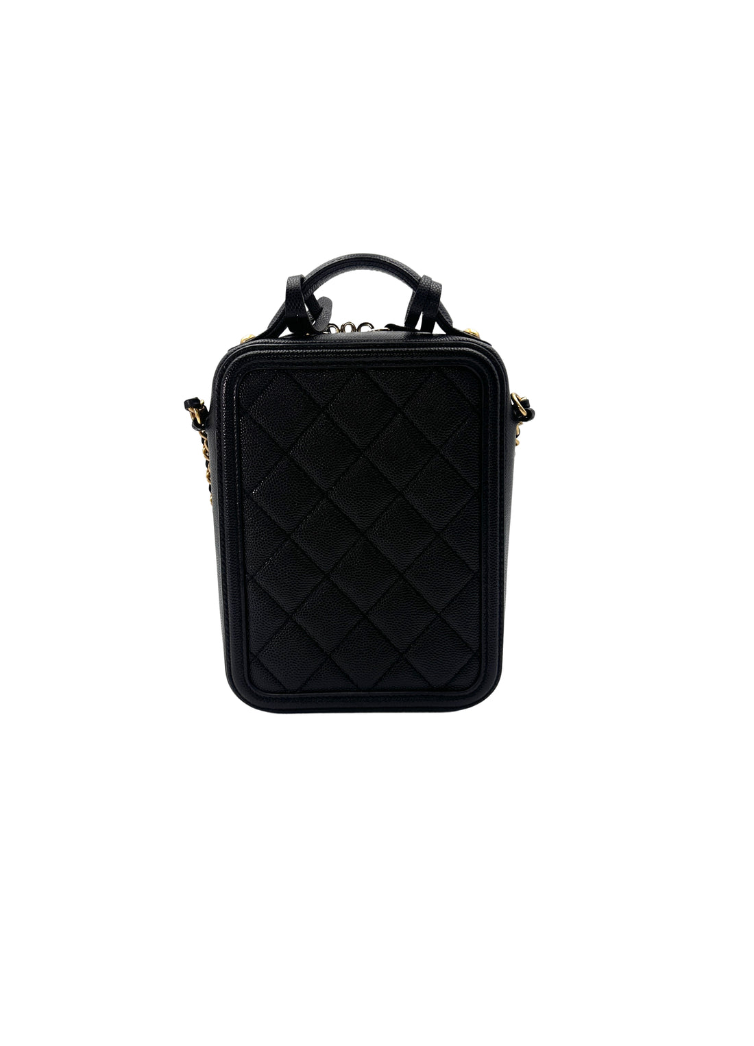 Chanel CC Filigree Vertival Black Quilted Calfskin Top Handle Vanity Case(28***80) CC1466