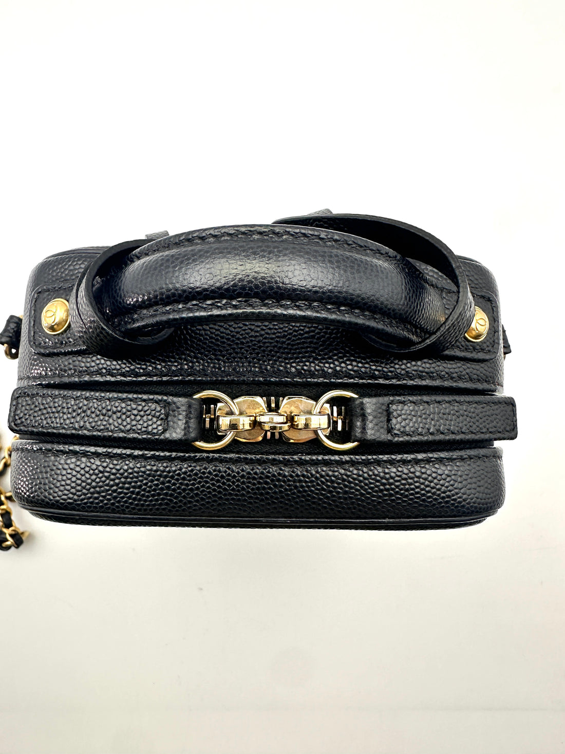 Chanel CC Filigree Vertival Black Quilted Calfskin Top Handle Vanity Case(28***80) CC1466