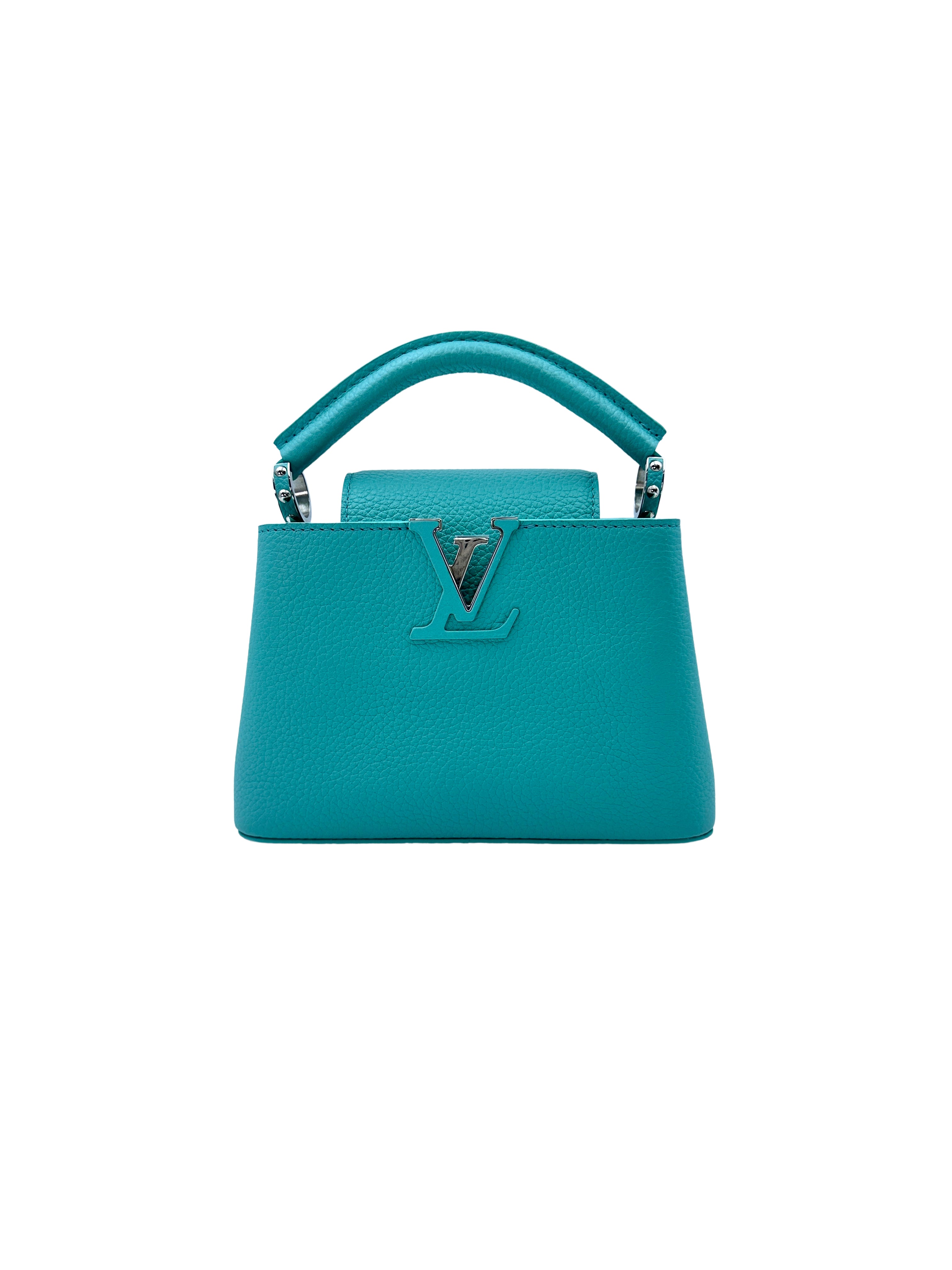 Louis Vuitton Capucines Green Leather Mini Handle Bag LV2040