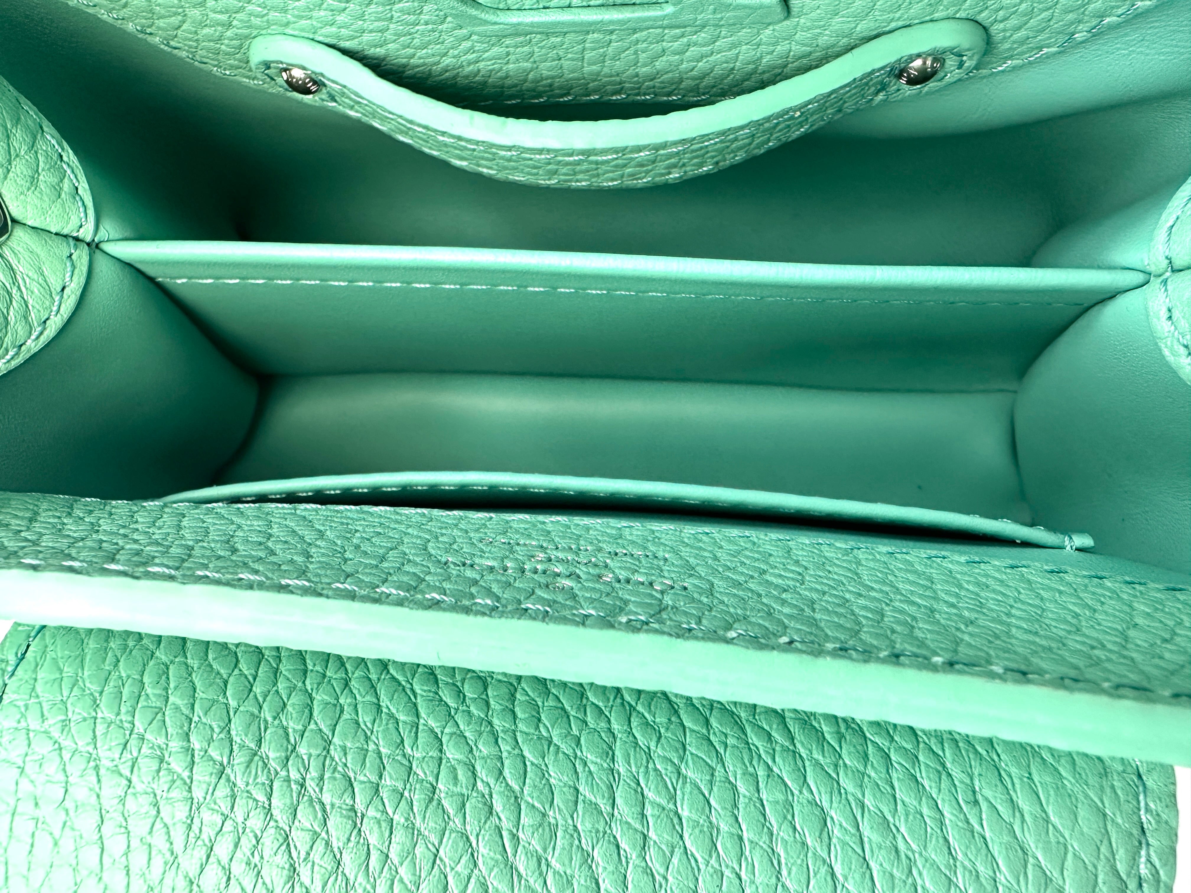 Louis Vuitton Capucines Green Leather Mini Handle Bag LV2040